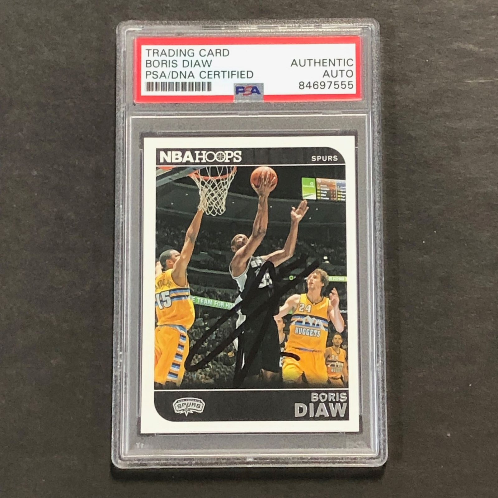 2014-15 NBA Hoops #208 Boris Diaw Signed Card PSA Slabbed Spurs