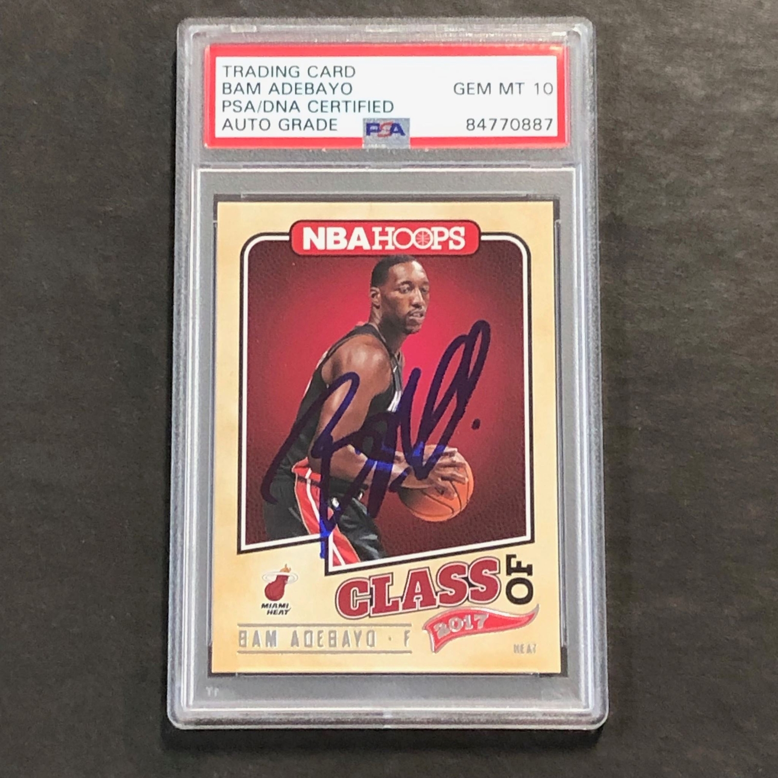2017-2018 NBA HOOPS Class of 2017 #14 BAM ADEBAYO Signed Card AUTO 10 PSA Slabbe