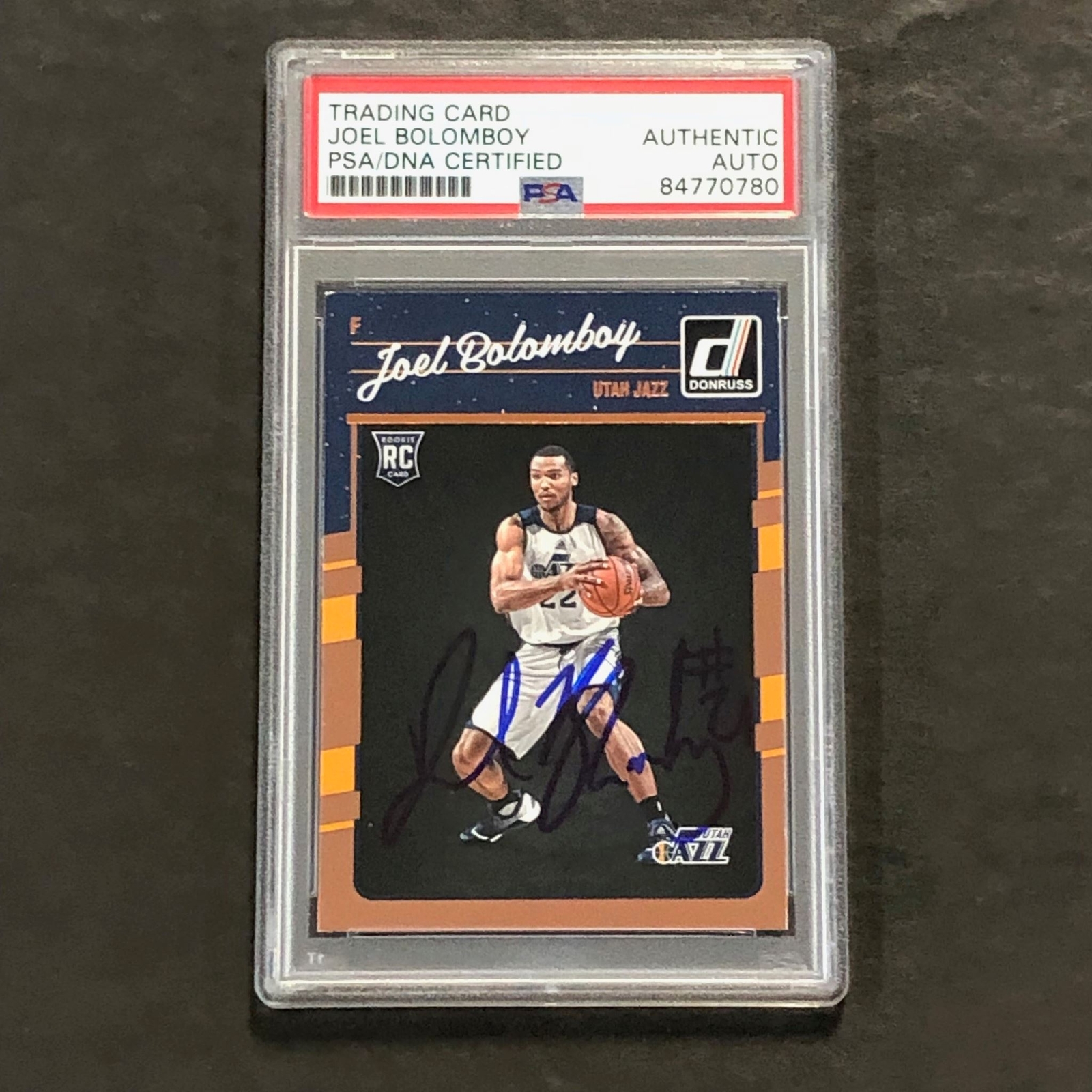 2016-17 Donruss #191 Joel Bolomboy Signed AUTO PSA Slabbed RC Jazz