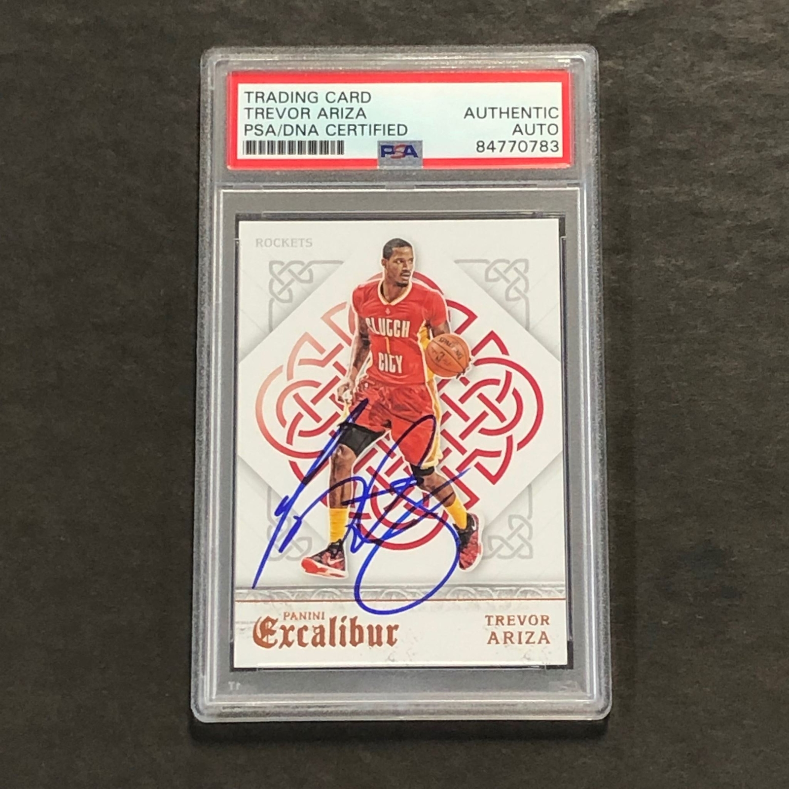 2014-15 Panini Crusade #74 Trevor Ariza Signed Card PSA 76/99 Slabbed Rockets