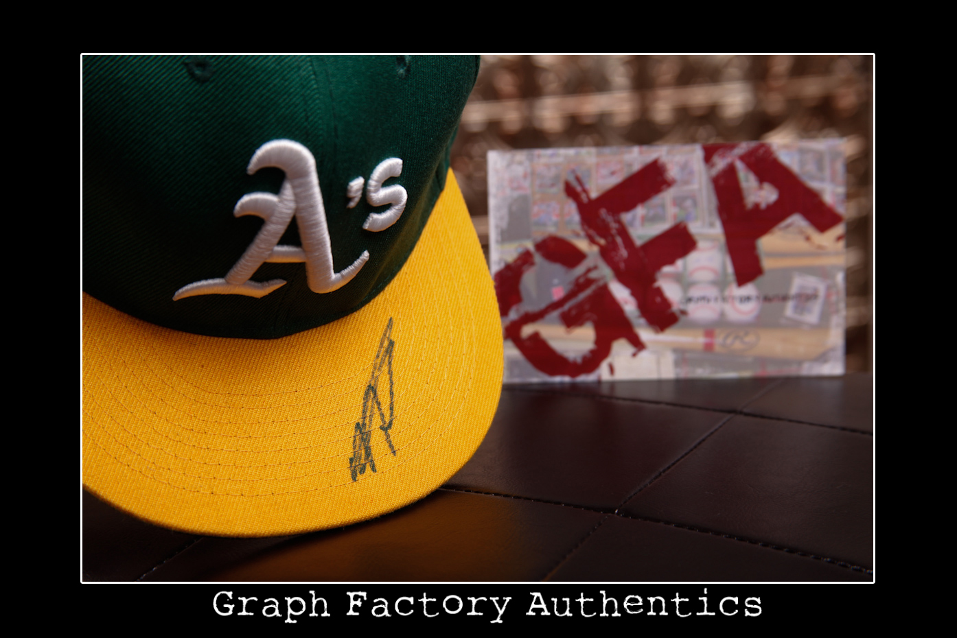 **GFA Oakland Athletics *MIGUEL TEJADA* Signed Fitted Hat M3 COA**