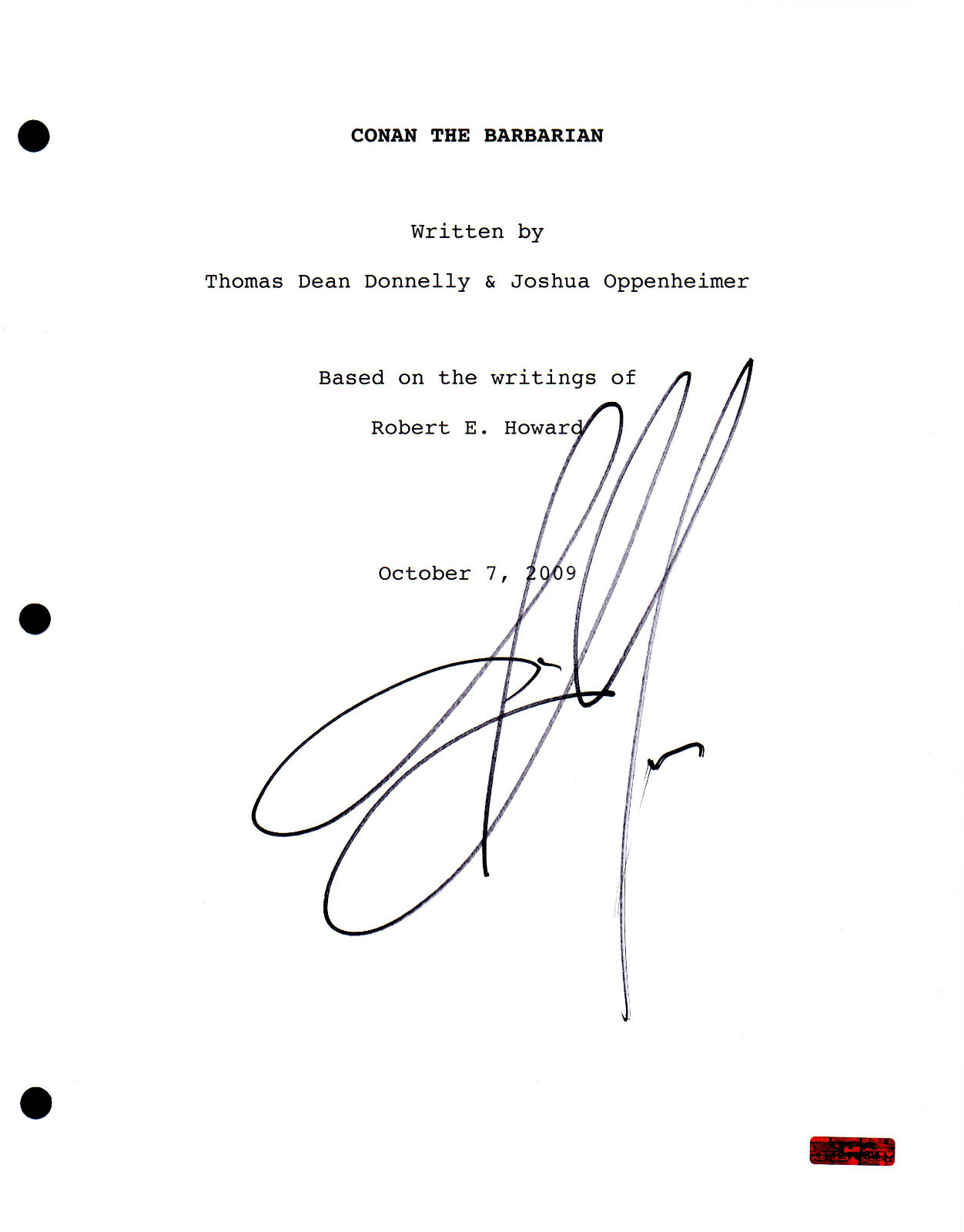 GFA Conan the Barbarian * JASON MOMOA * Signed Full Movie Script AD1 COA