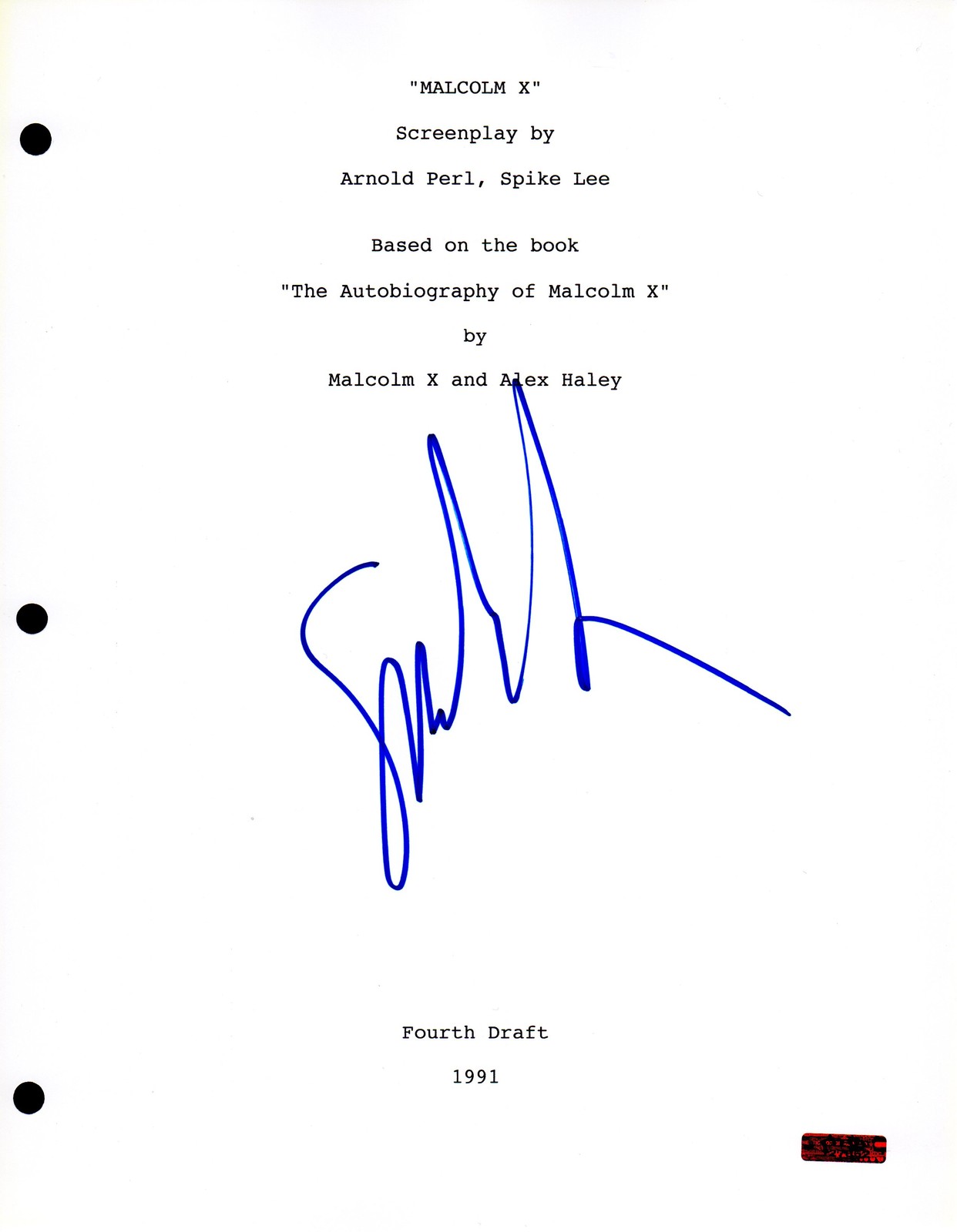GFA Malcolm X Director * SPIKE LEE * Signed Full Movie Script AD1 COA
