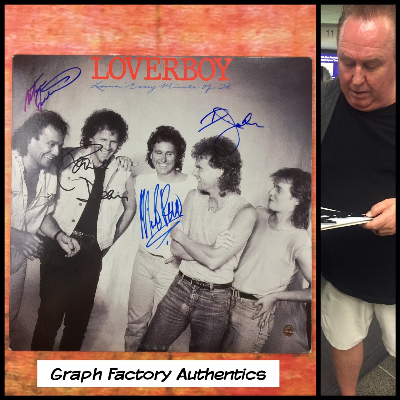 GFA Mike Reno Band * LOVERBOY * Signed Record Album M4 PROOF COA