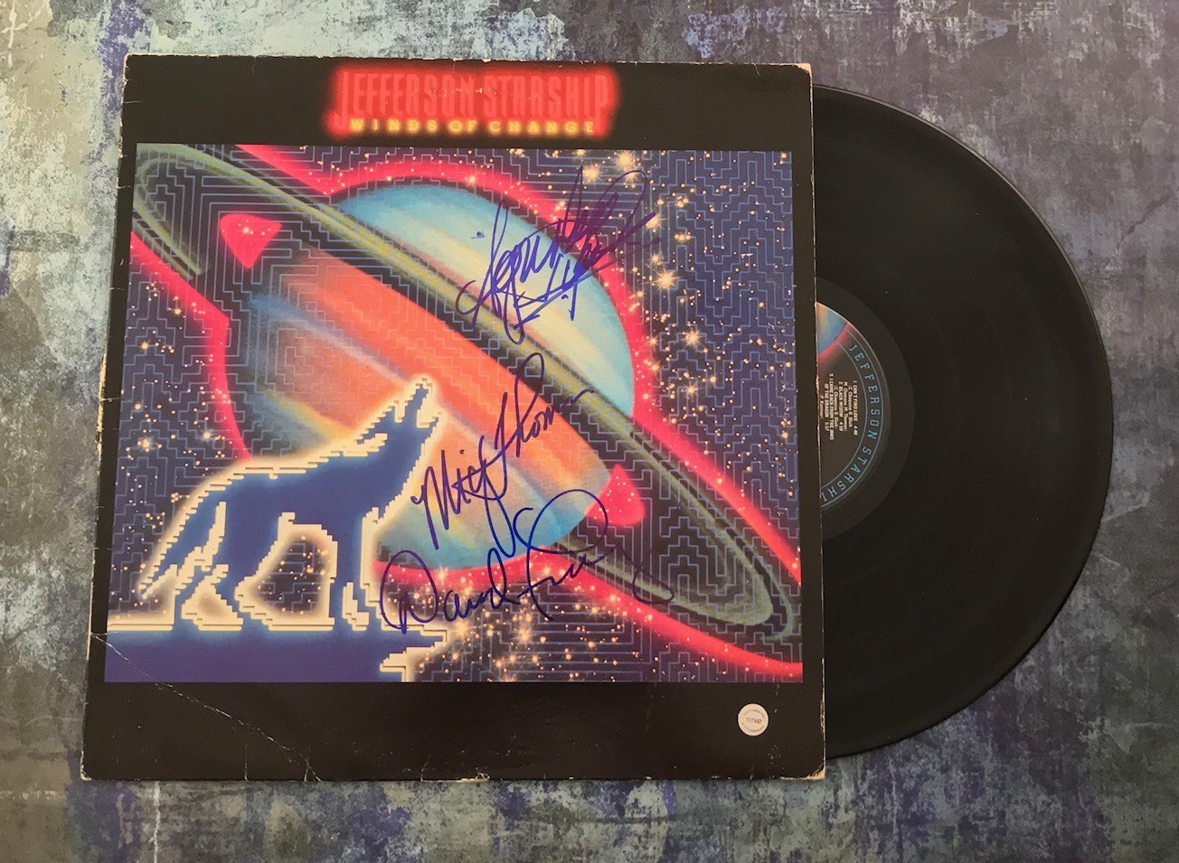 GFA Mickey Aynsley David * JEFFERSON STARSHIP * Signed Record Album PROOF COA