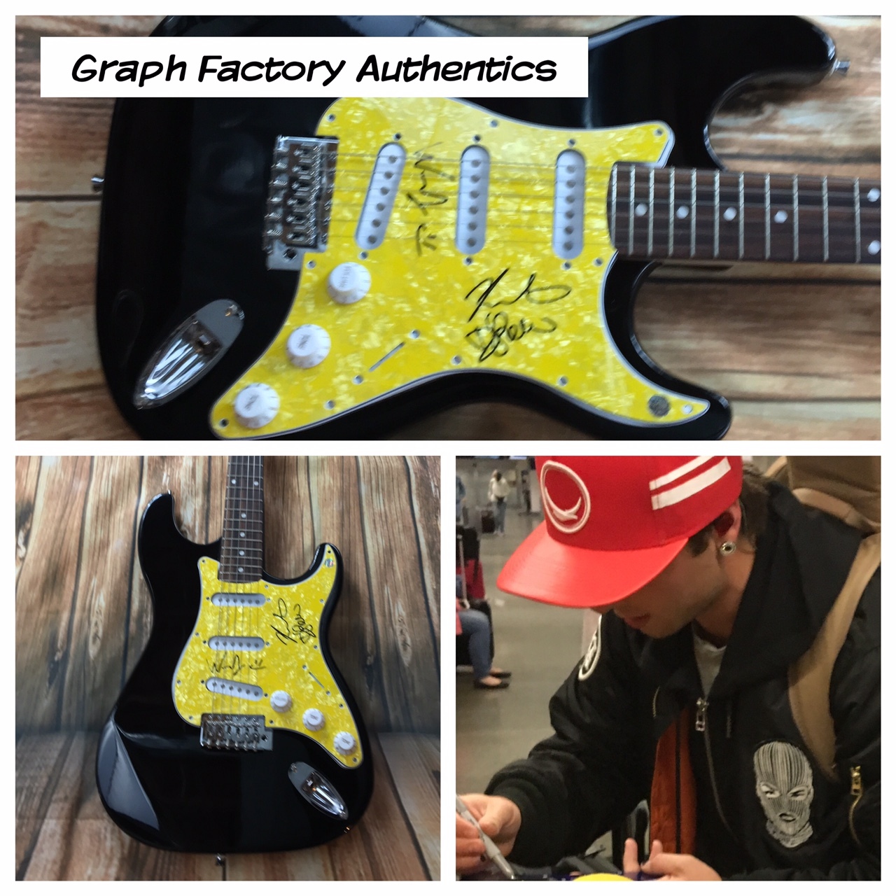 GFA Keaton Wesley & Drew * EMBLEM3 * Signed Electric Guitar PROOF COA