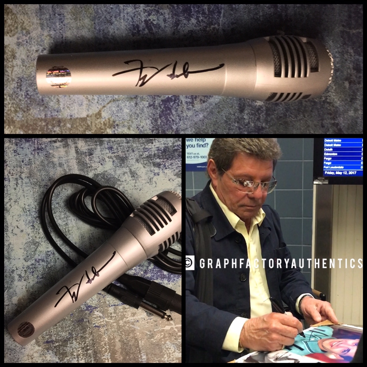 GFA Teen Idol - Venus & Why * FRANKIE AVALON * Signed Microphone PROOF AD1 COA