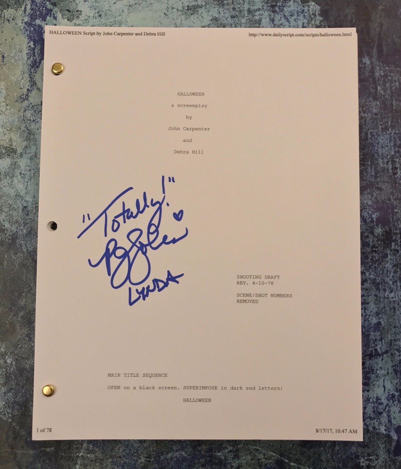 GFA Halloween Lynda * P.J. SOLES * Signed Autographed Movie Script PROOF COA