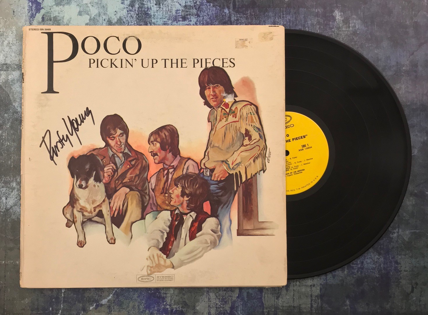 GFA Poco Band Guitarist * RUSTY YOUNG * Signed Record Album PROOF R5 COA