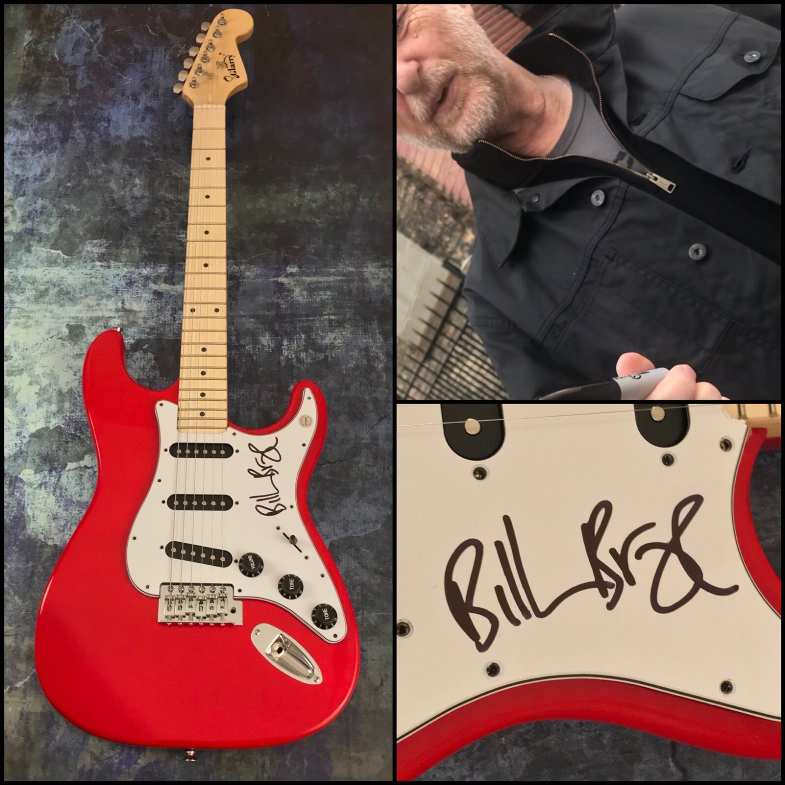 GFA Brewing Up With * BILLY BRAGG * Signed Autograph Electric Guitar PROOF COA