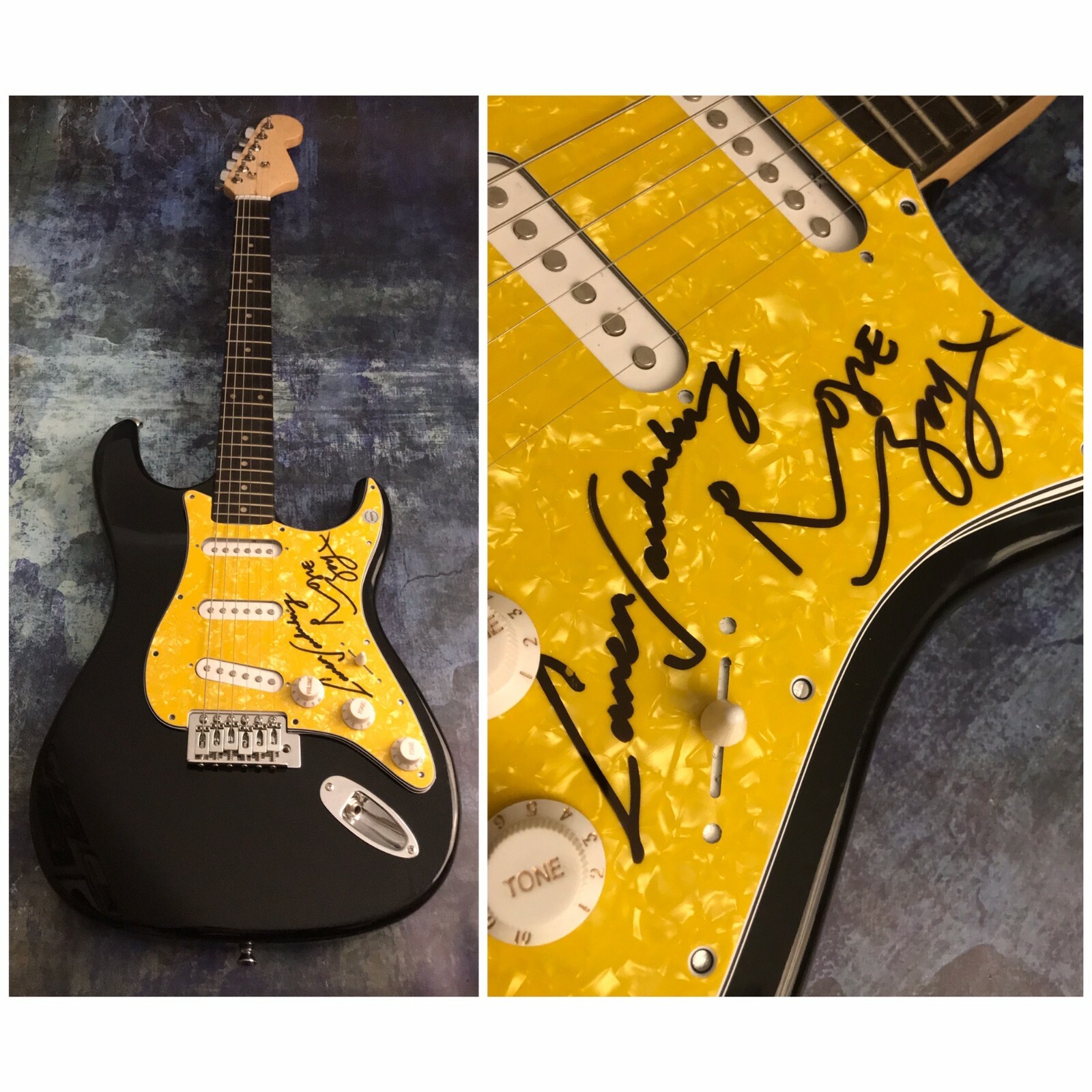 GFA Rosie & Carmen Vandenberg * BONES UK * Signed Band Electric Guitar COA