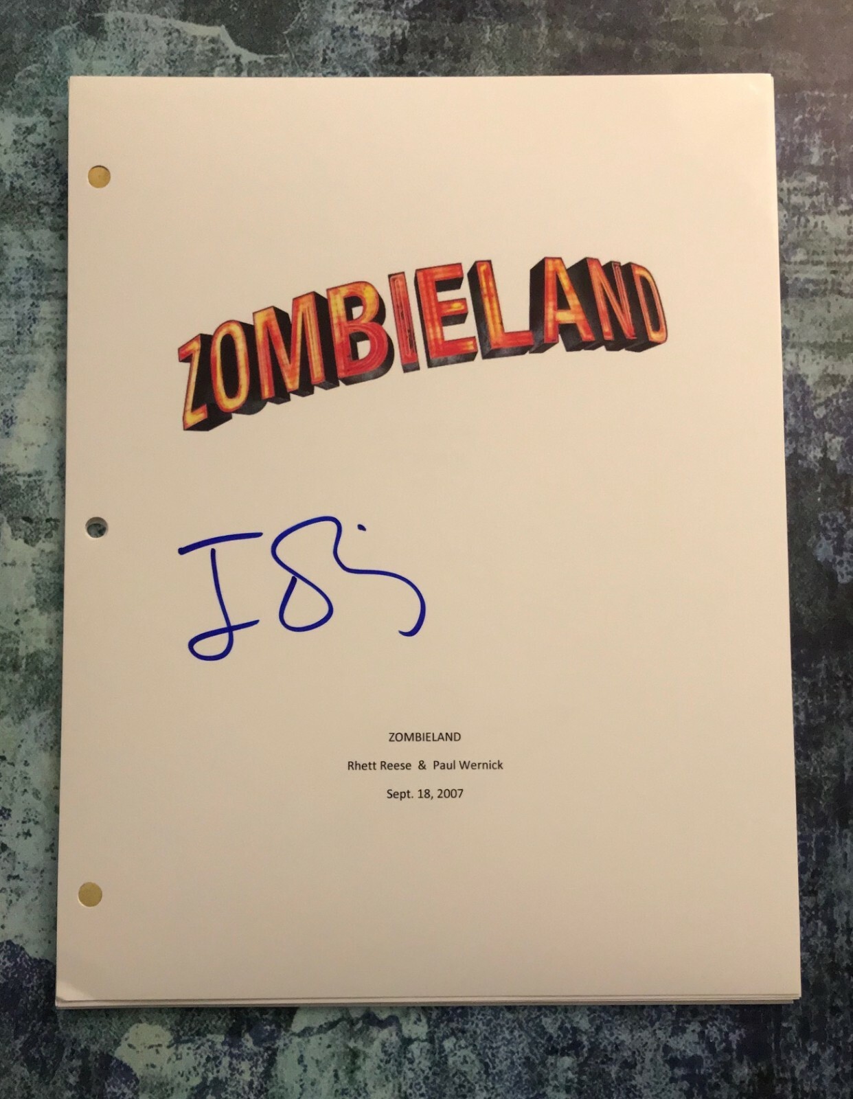 GFA Zombieland Columbus * JESSE EISENBERG * Signed Full Movie Script PROOF COA