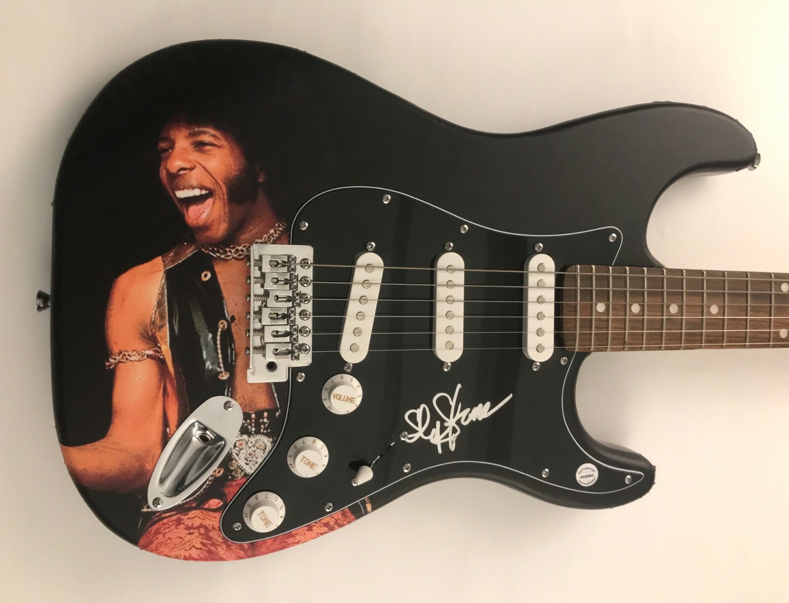 GFA Sly and the Family Stone * SLY STONE * Signed Electric Skin Guitar PROOF COA