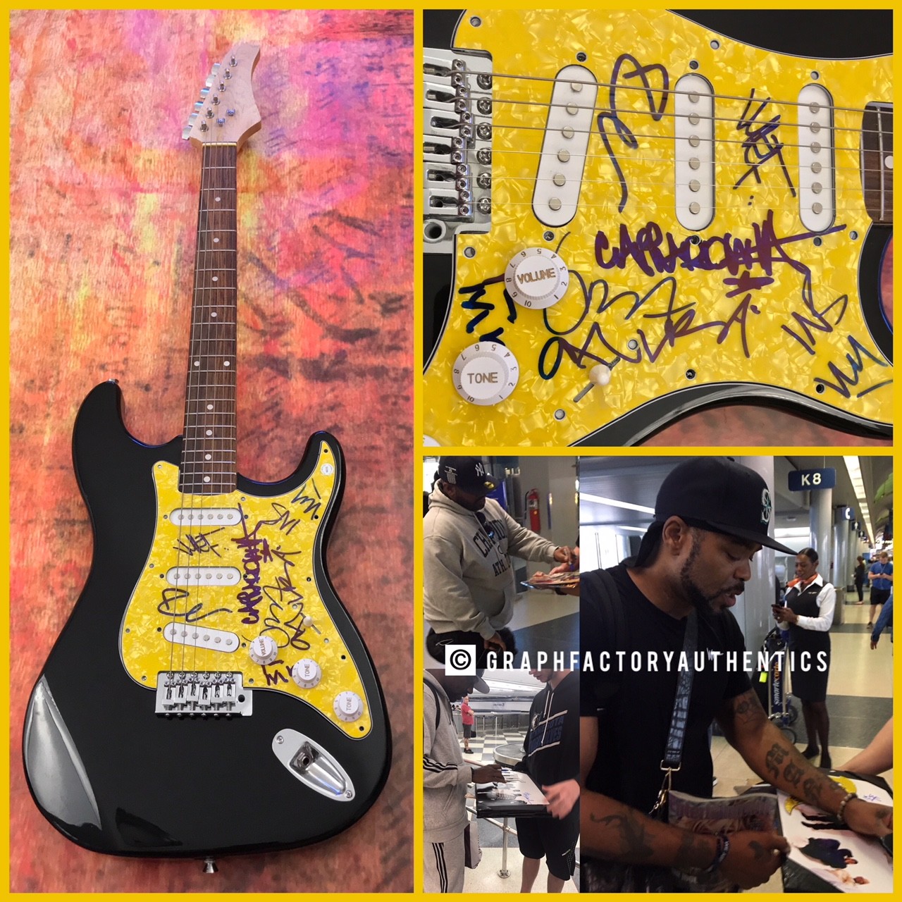 GFA Method Man GZA x7 Group * WU-TANG CLAN * Signed Electric Guitar COA