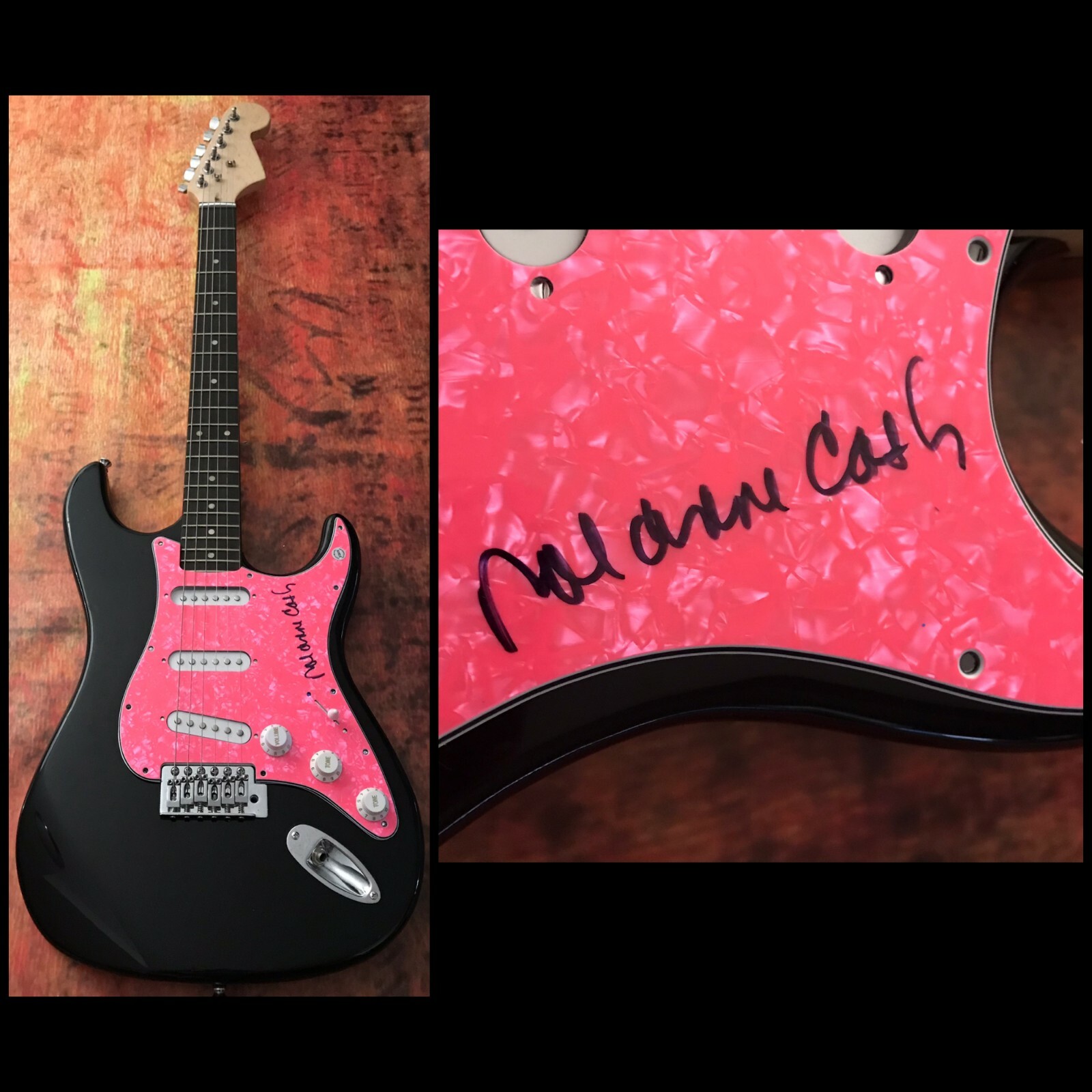 GFA Johnny Black Cadillac * ROSANNE CASH * Signed Electric Guitar R2 COA