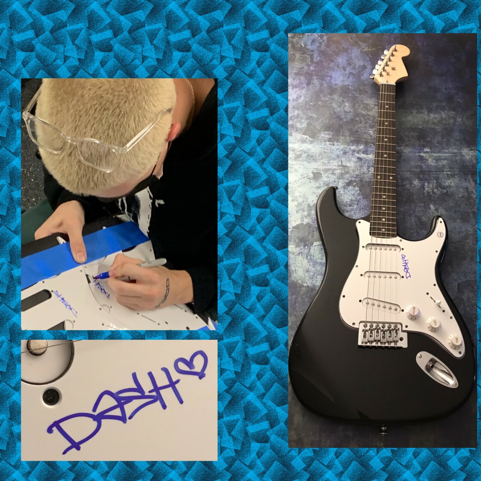 GFA white lie & blocked Star * CONTRADASH * Signed Electric Guitar PROOF C2 COA