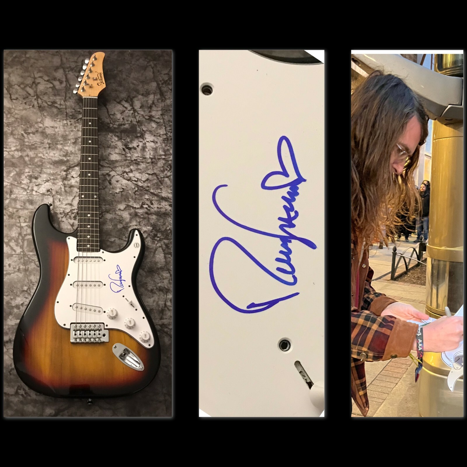 GFA Mayday Parade Rock Star * DEREK SANDERS * Signed Electric Guitar PROOF COA