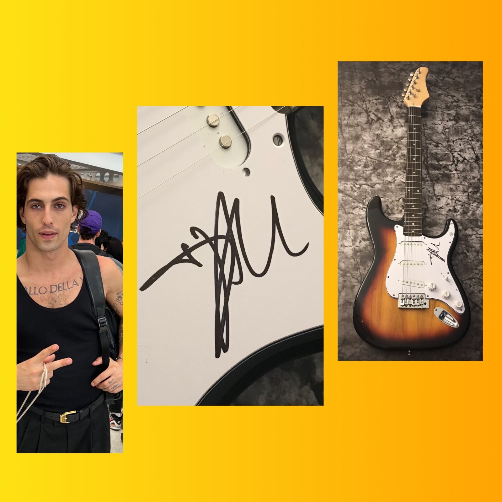 GFA Maneskin Band Beggin' Star * DAMIANO DAVID * Signed Electric Guitar COA
