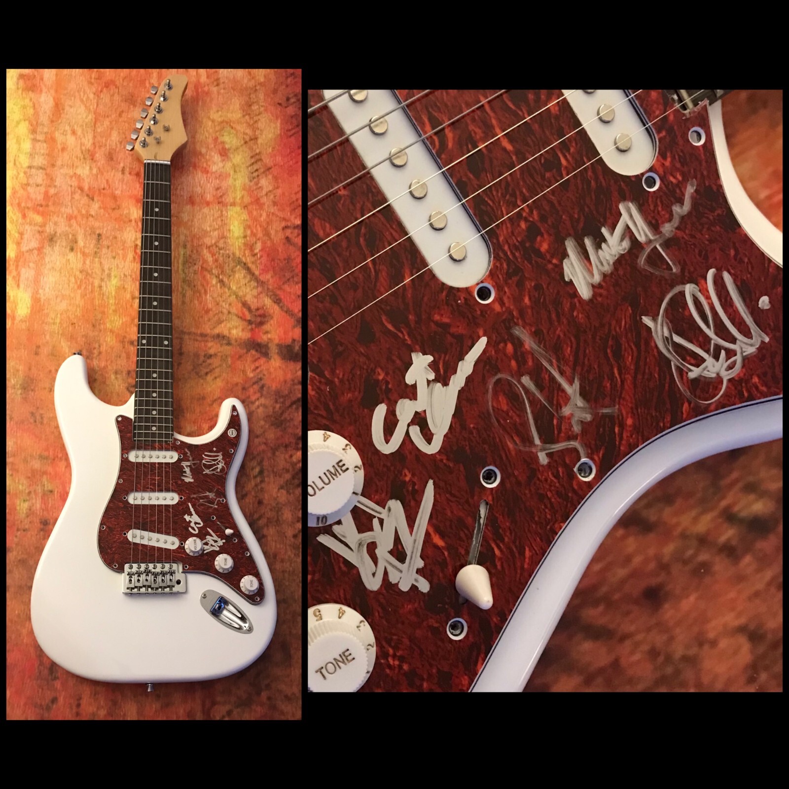 GFA James Petralli x5 Band * WHITE DENIM * Signed Electric Guitar W2 COA