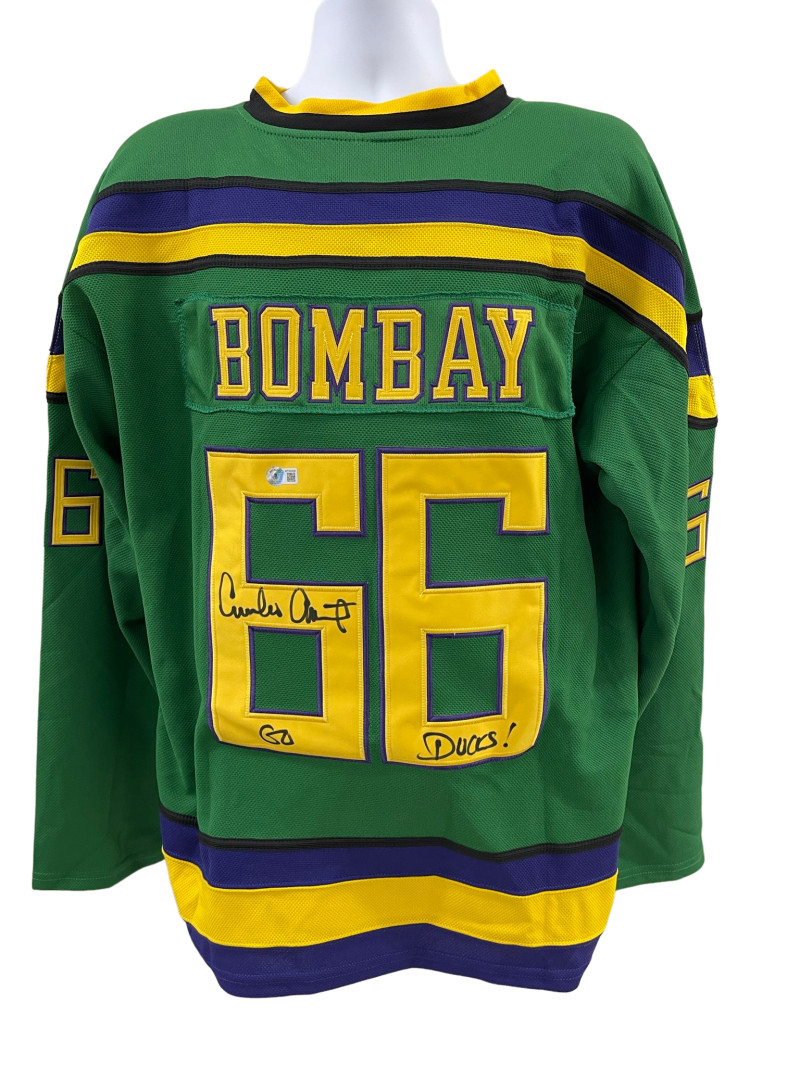 EMILIO ESTEVEZ SIGNED THE MIGHTY DUCKS HOCKEY JERSEY INSCRIPT AUTOGRAPH BAS