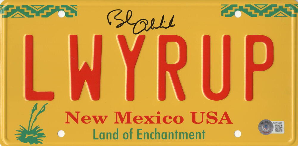 BOB ODENKIRK SIGNED LICENSE PLATE LWYERUP BREAKING BAD AUTOGRAPH BECKETT WITNESS