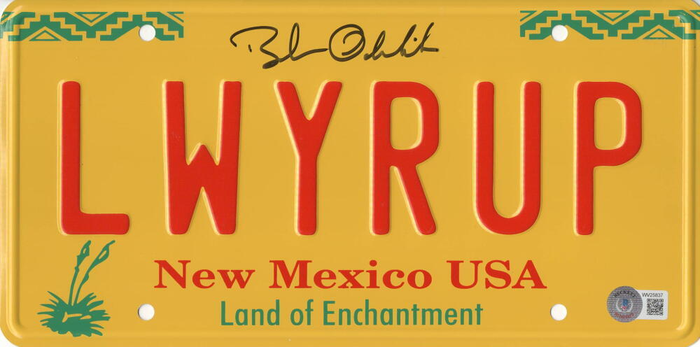BOB ODENKIRK SIGNED LICENSE PLATE LWYERUP BREAKING BAD AUTOGRAPH BECKETT WITNESS