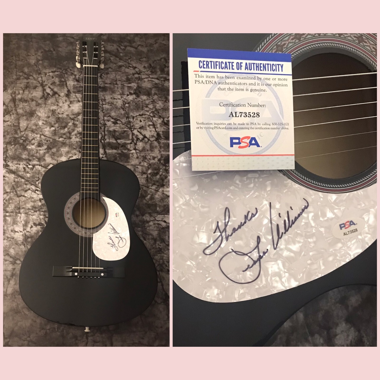 PSA The Bull and the Beaver * LEONA WILLIAMS * Signed Acoustic Guitar COA