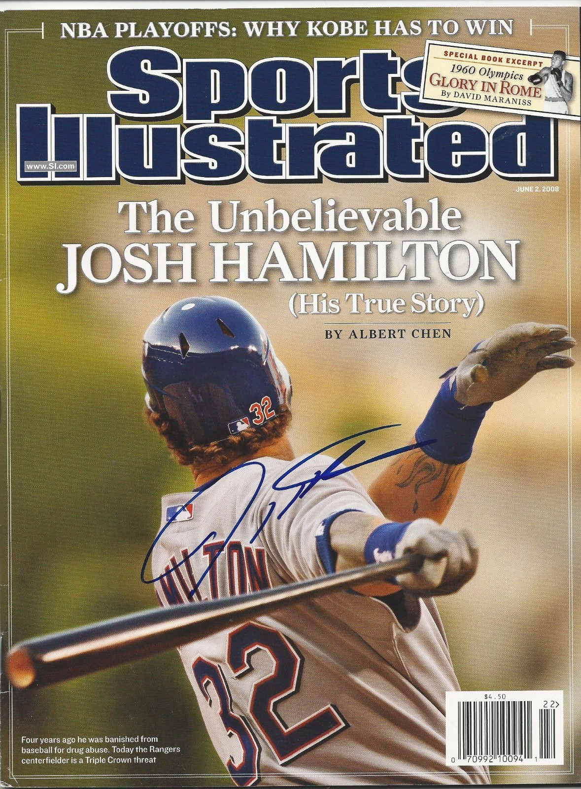 **GFA Sports Illustrated *JOSH HAMILTON* Signed SI Magazine AD3 COA**