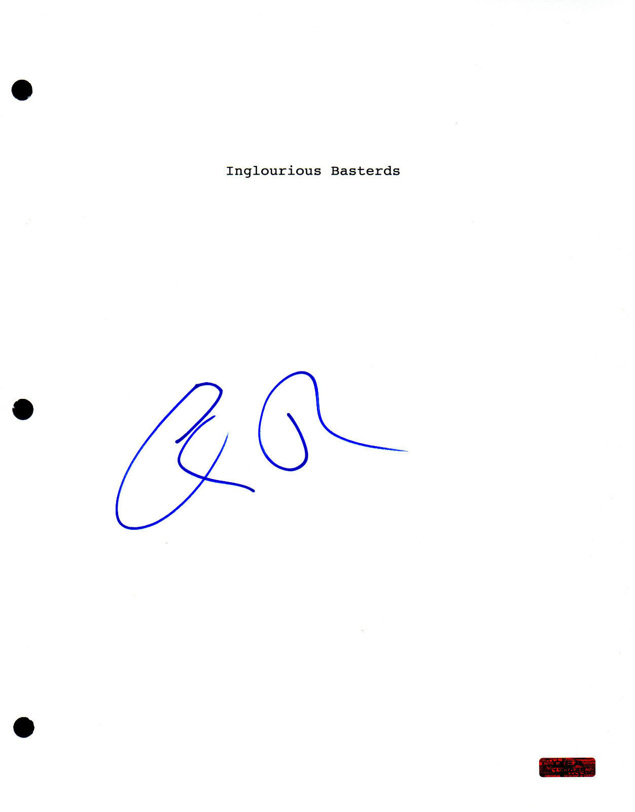 GFA Inglourious Bastards * ELI ROTH * Signed 116 Page Full Movie Script COA