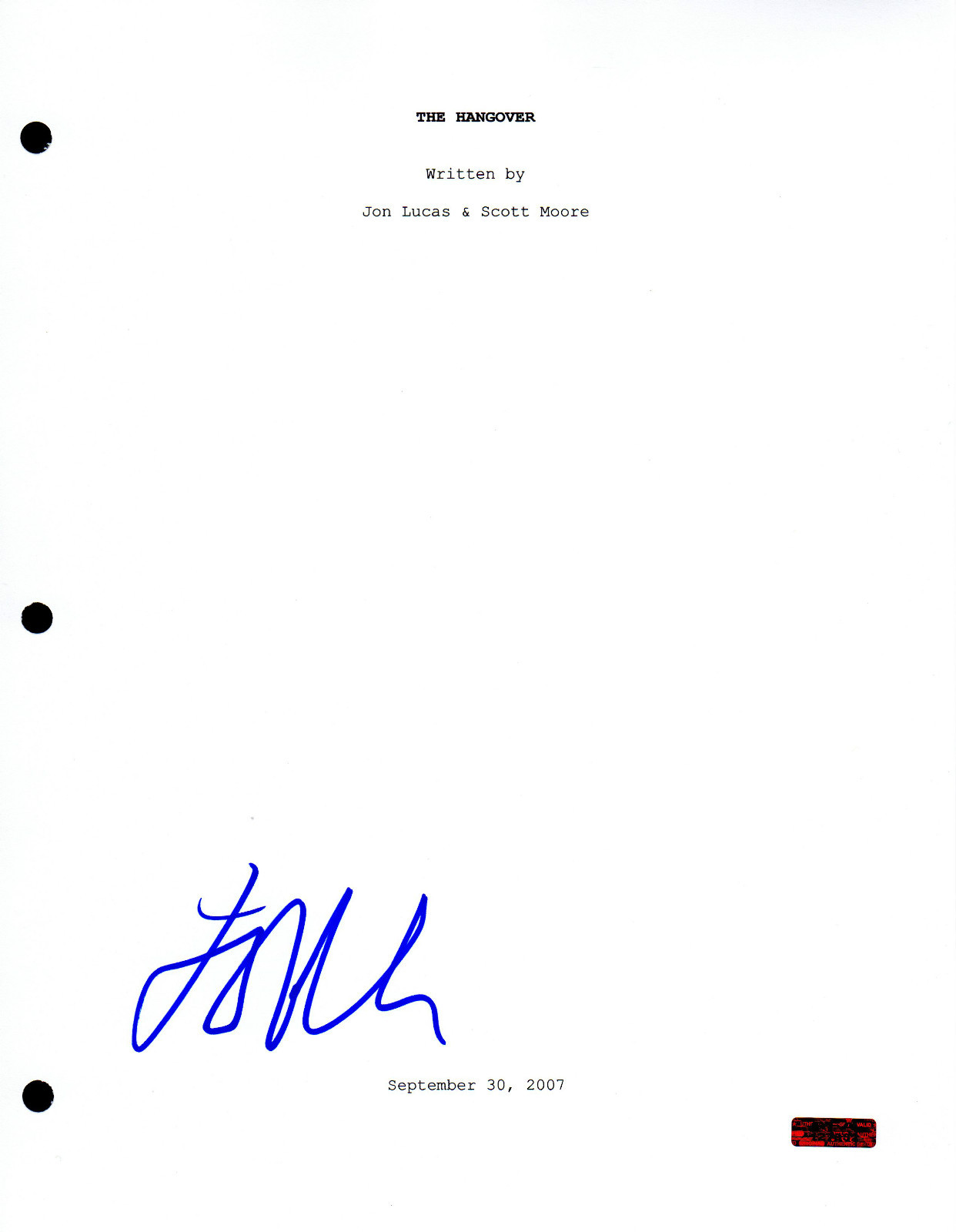 GFA The Hangover * JEFFREY TAMBOR * Signed Full Movie Script J1 COA
