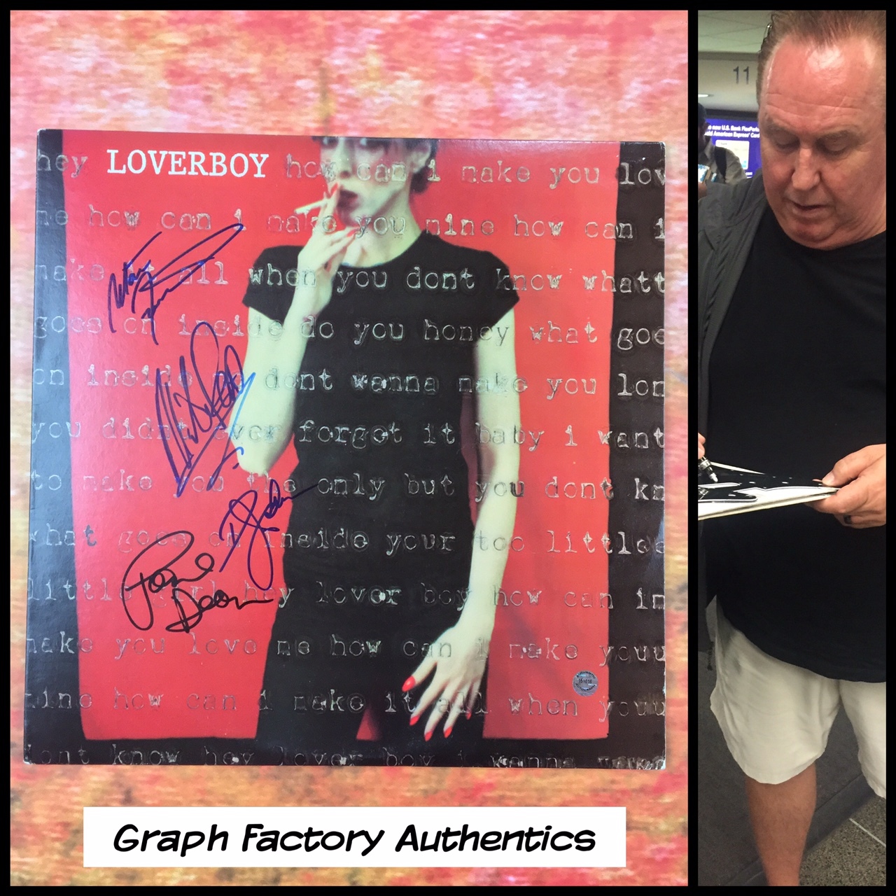 GFA Mike Reno Band * LOVERBOY * Signed Record Album M1 PROOF COA