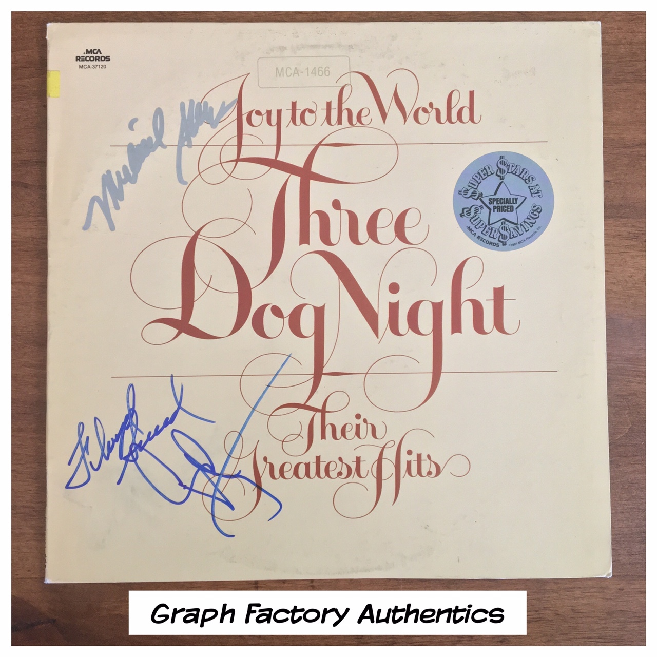GFA Negron, Sneed & Allsup * THREE DOG NIGHT * Signed Record Album AD2 COA
