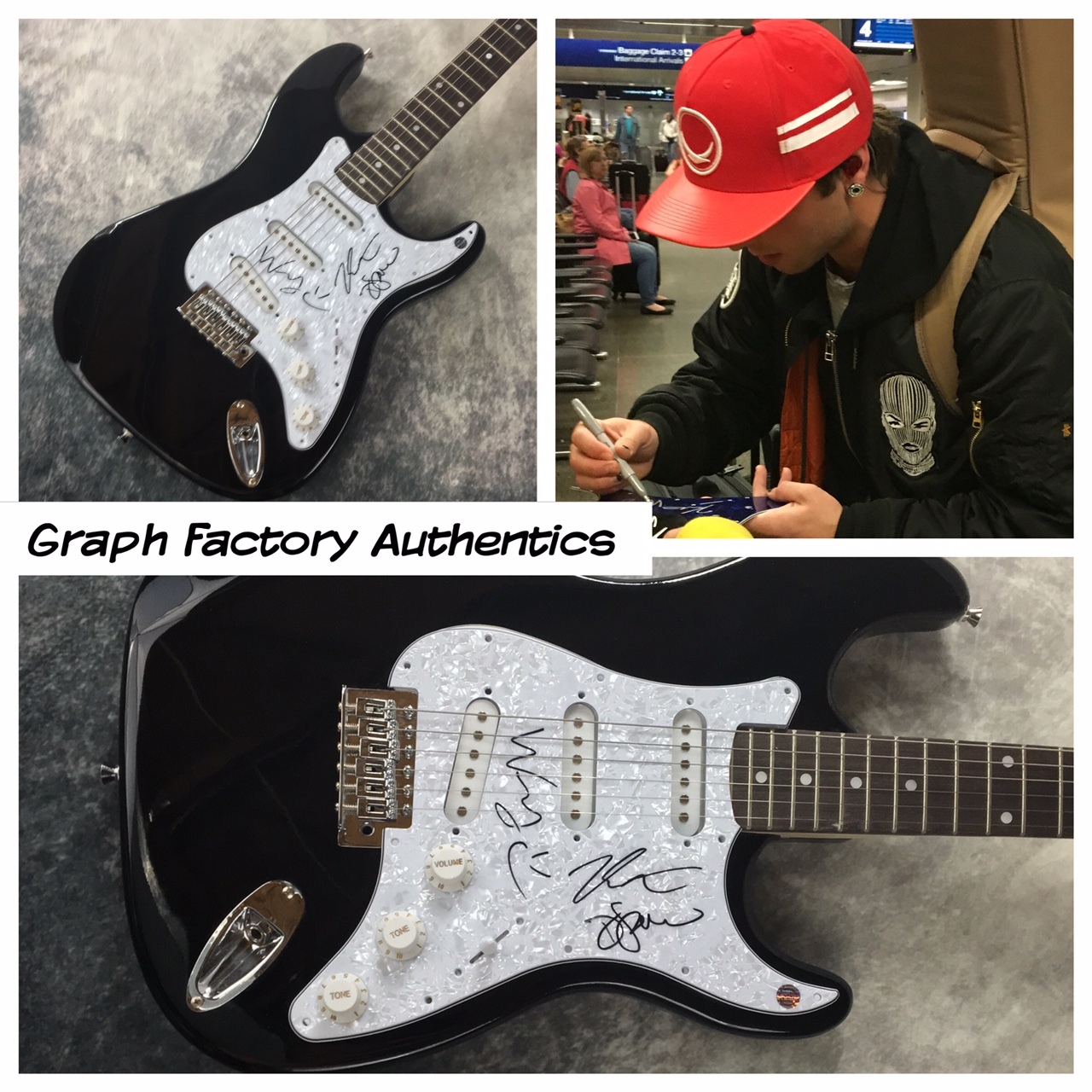 GFA Keaton Wesley & Drew * EMBLEM3 * Signed Electric Guitar PROOF E2 COA