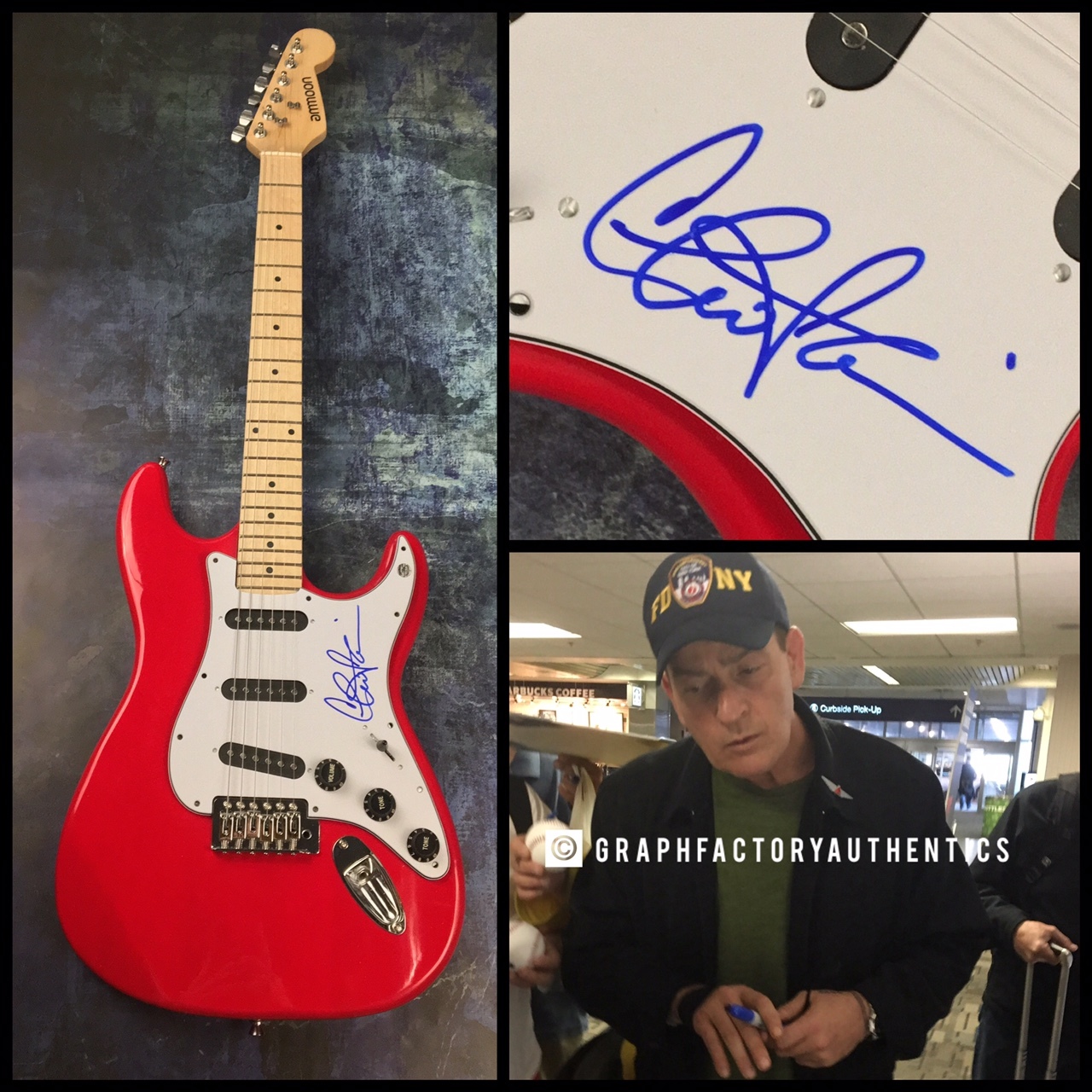 GFA Wild Thing Ricky Vaughn * CHARLIE SHEEN * Signed Electric Guitar AD1 COA