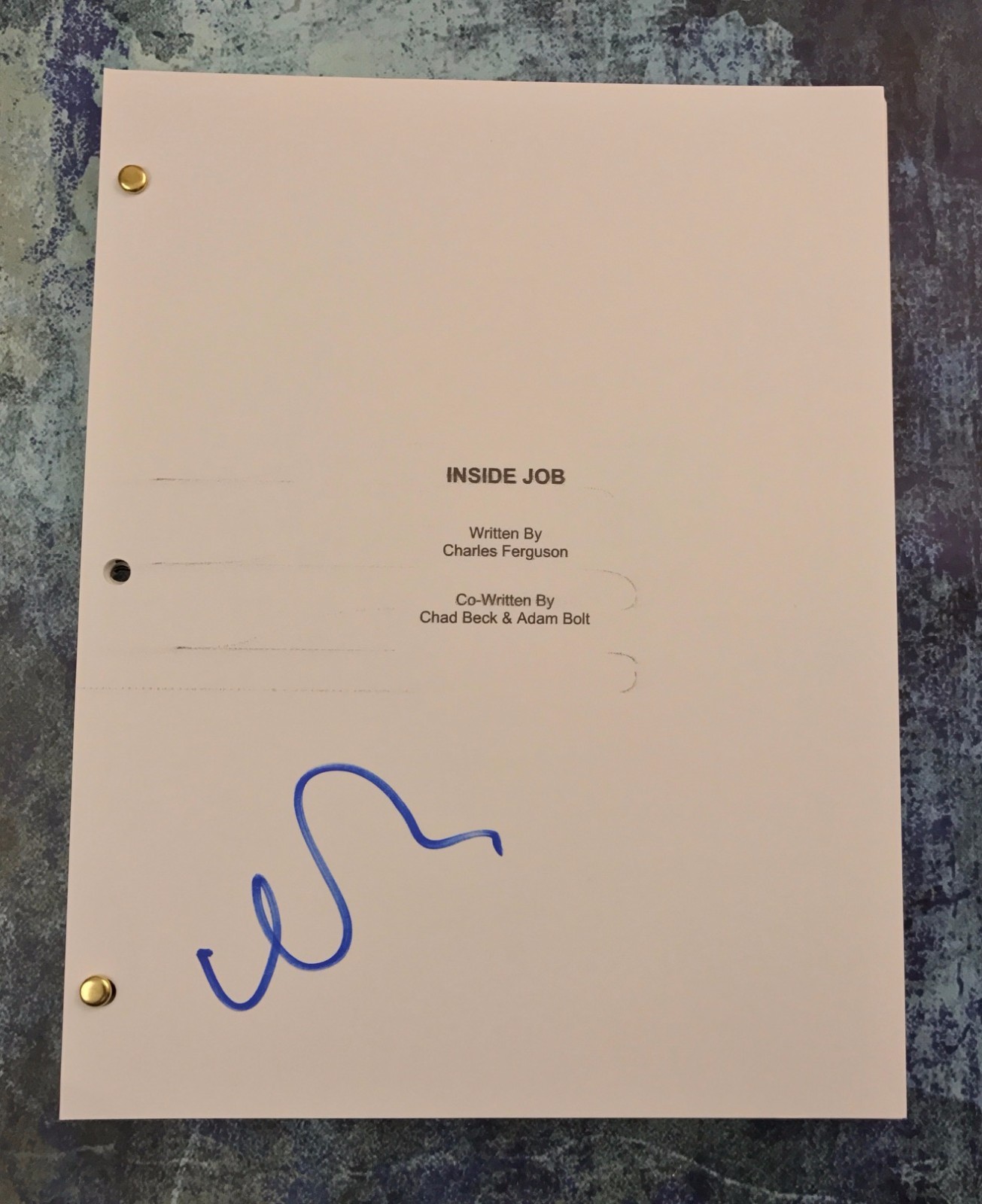 GFA Inside Job * MATT DAMON * Signed Full Movie Script PROOF AD3 COA