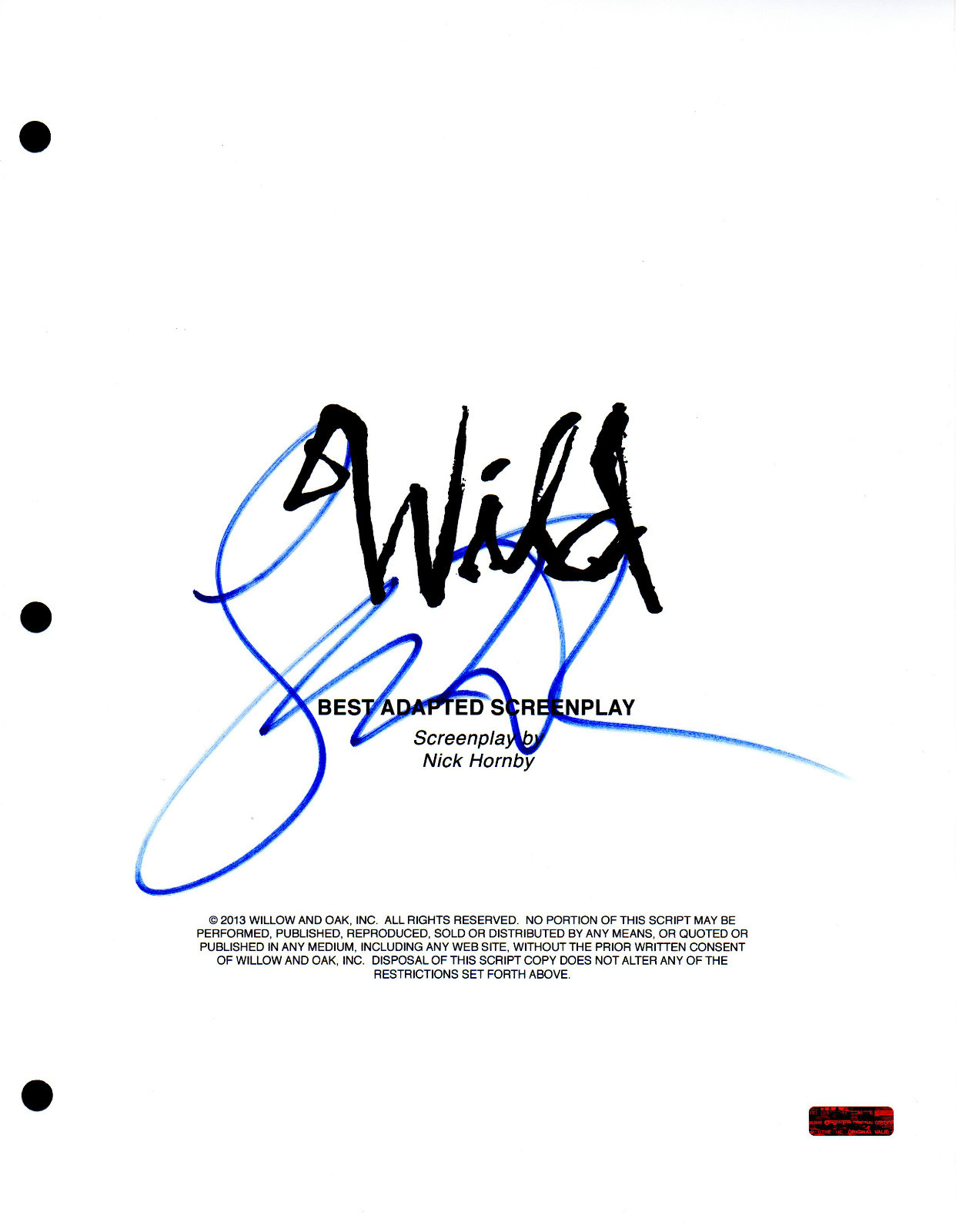GFA Wild Movie Star * LAURA DERN * Signed Full Movie Script COA
