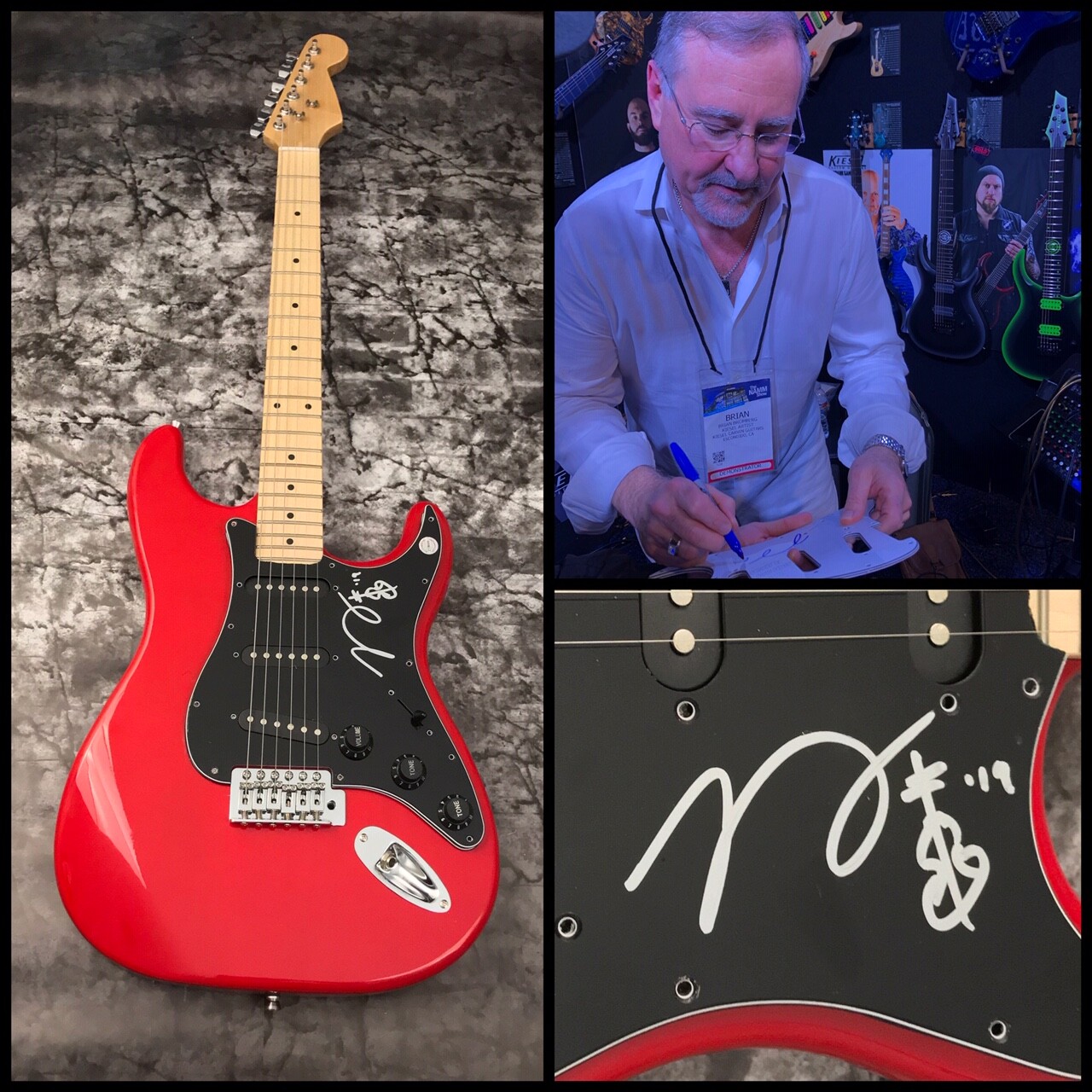 GFA Wood Metal Jazz Bassist * BRIAN BROMBERG * Signed Electric Red Guitar COA