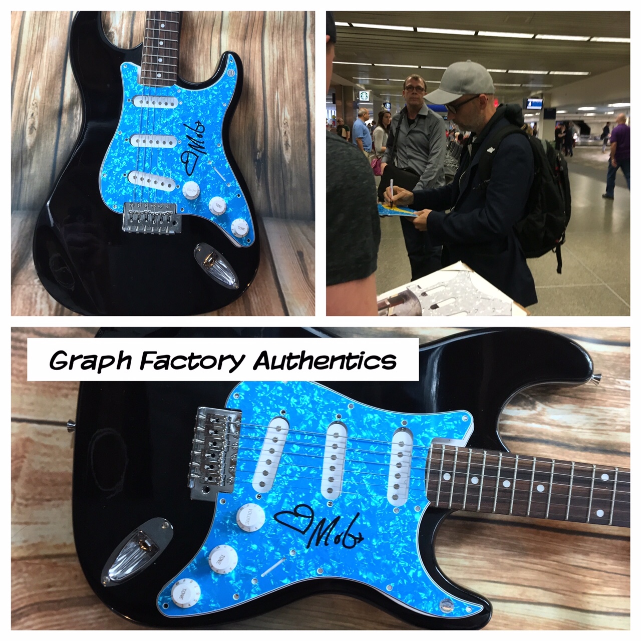 GFA Play Natural Blues * MOBY * Signed Electric Guitar PROOF COA