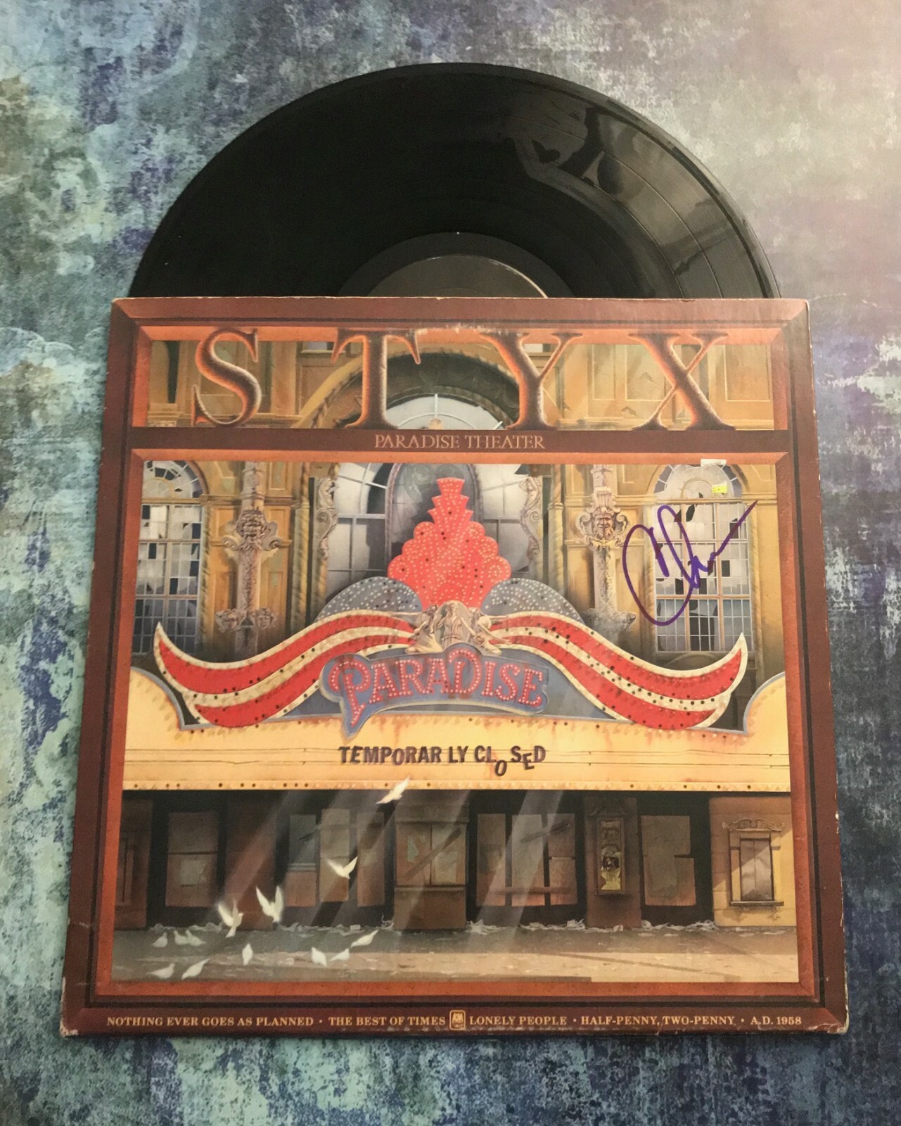 GFA Styx Band Bassist * CHUCK PANOZZO * Signed Vinyl Record Album PROOF AD1 COA