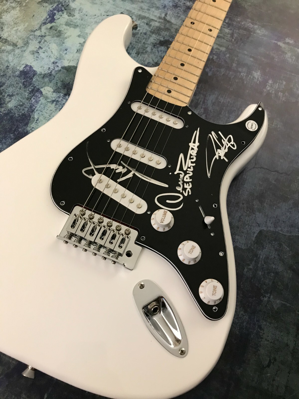 GFA Andreas Kisser x3 Band * SEPULTURA * Signed Autograph Electric Guitar S3 COA