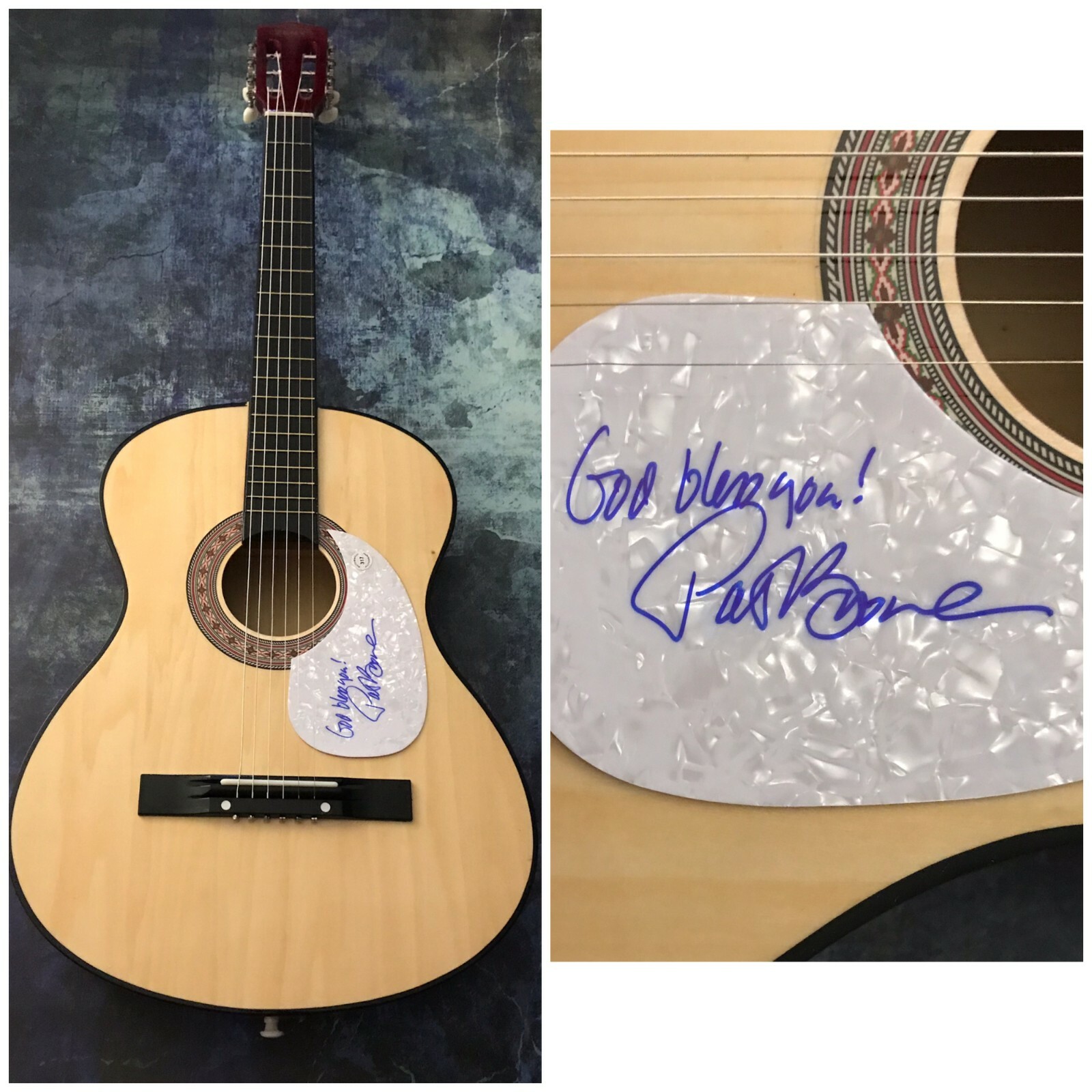 GFA The Chevy Showroom * PAT BOONE * Signed Acoustic Guitar P1 COA