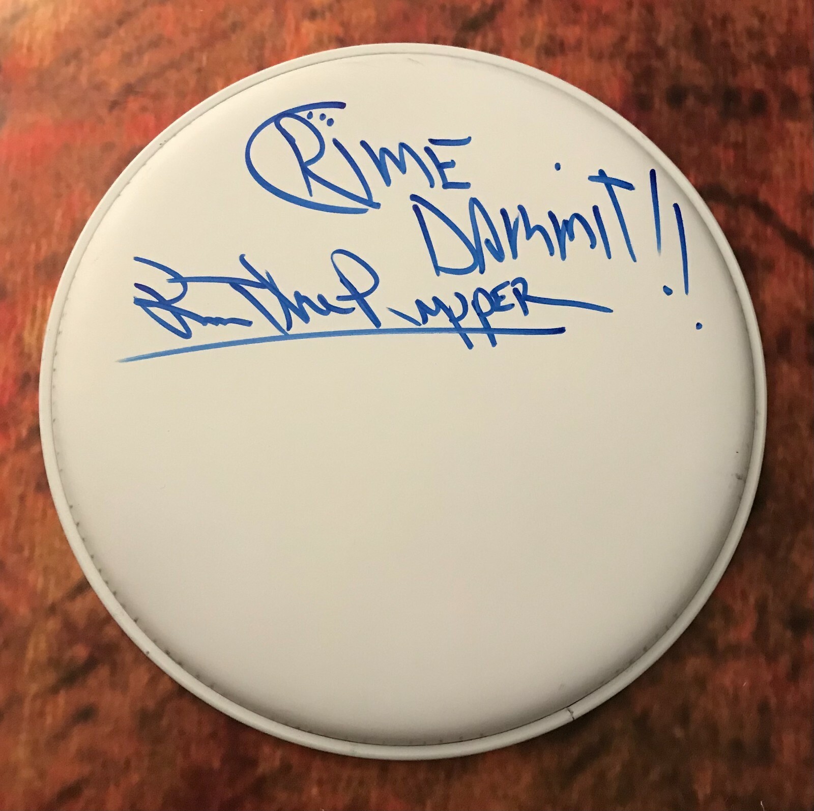 GFA Crime Band * RON THE RIPPER GRECO * Signed Autograph Drumhead R2 COA