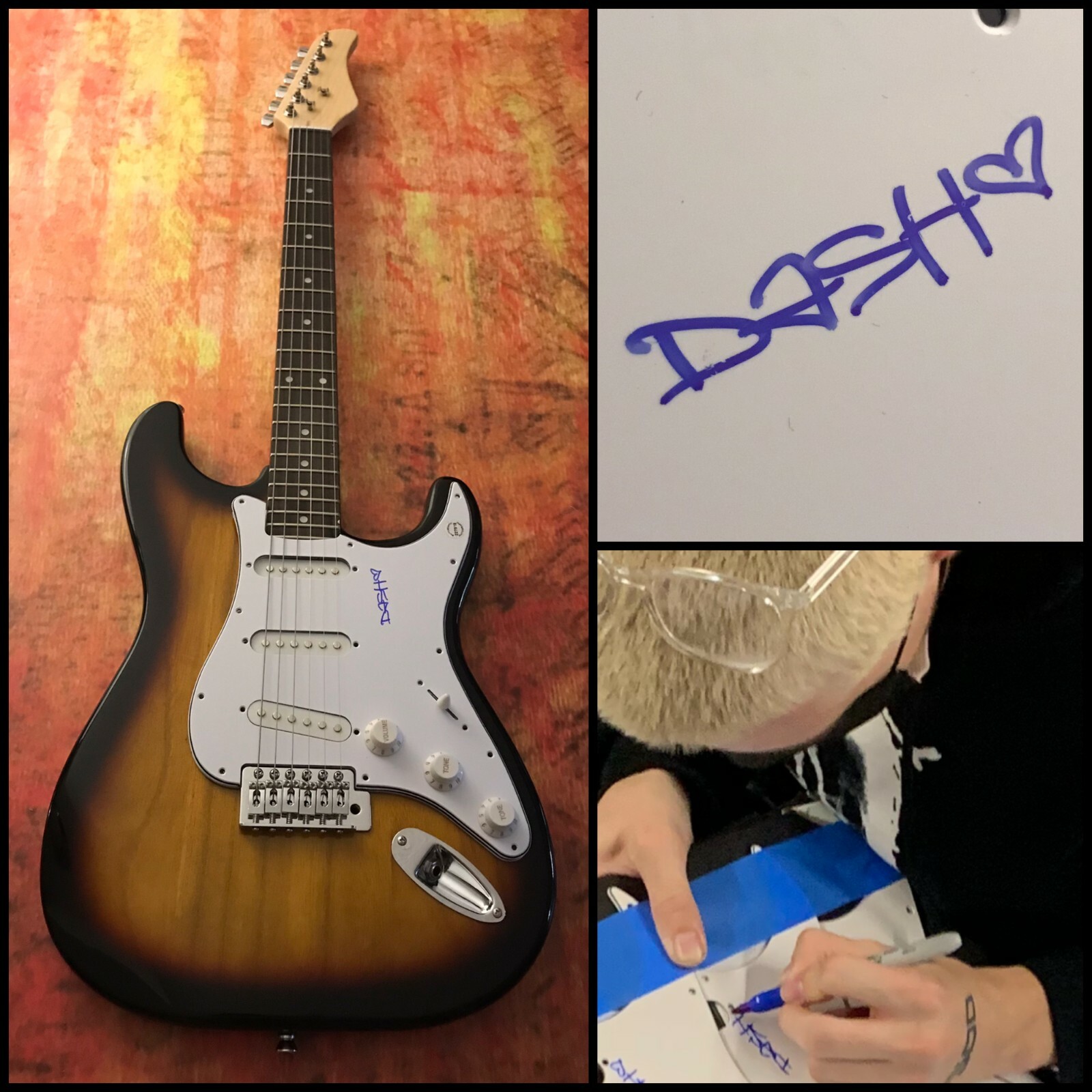 GFA white lie & blocked Star * CONTRADASH * Signed Electric Guitar PROOF C4 COA