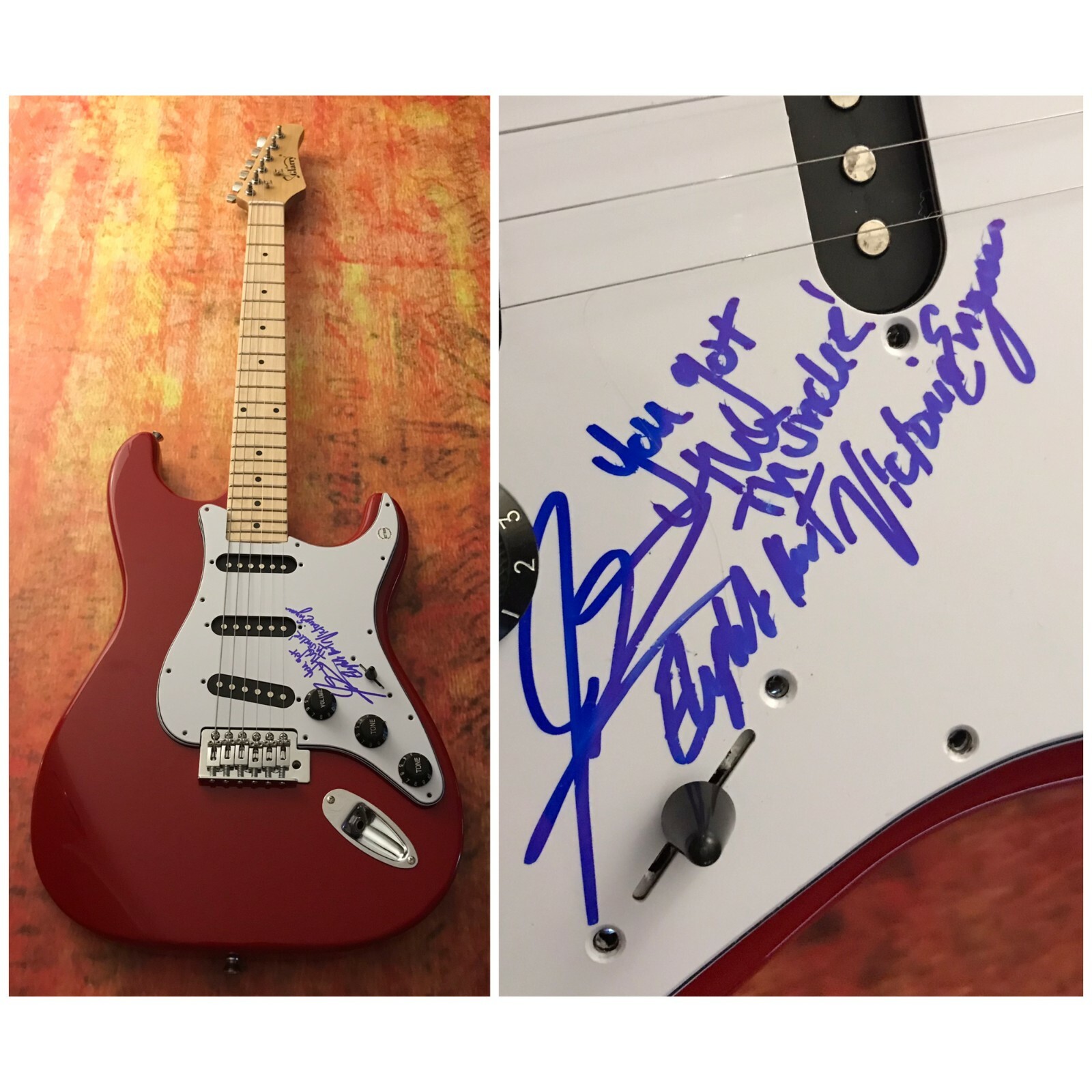 GFA Jason & Victoria Evigan * ELEPHANT HEART * Signed Electric Guitar PROOF COA