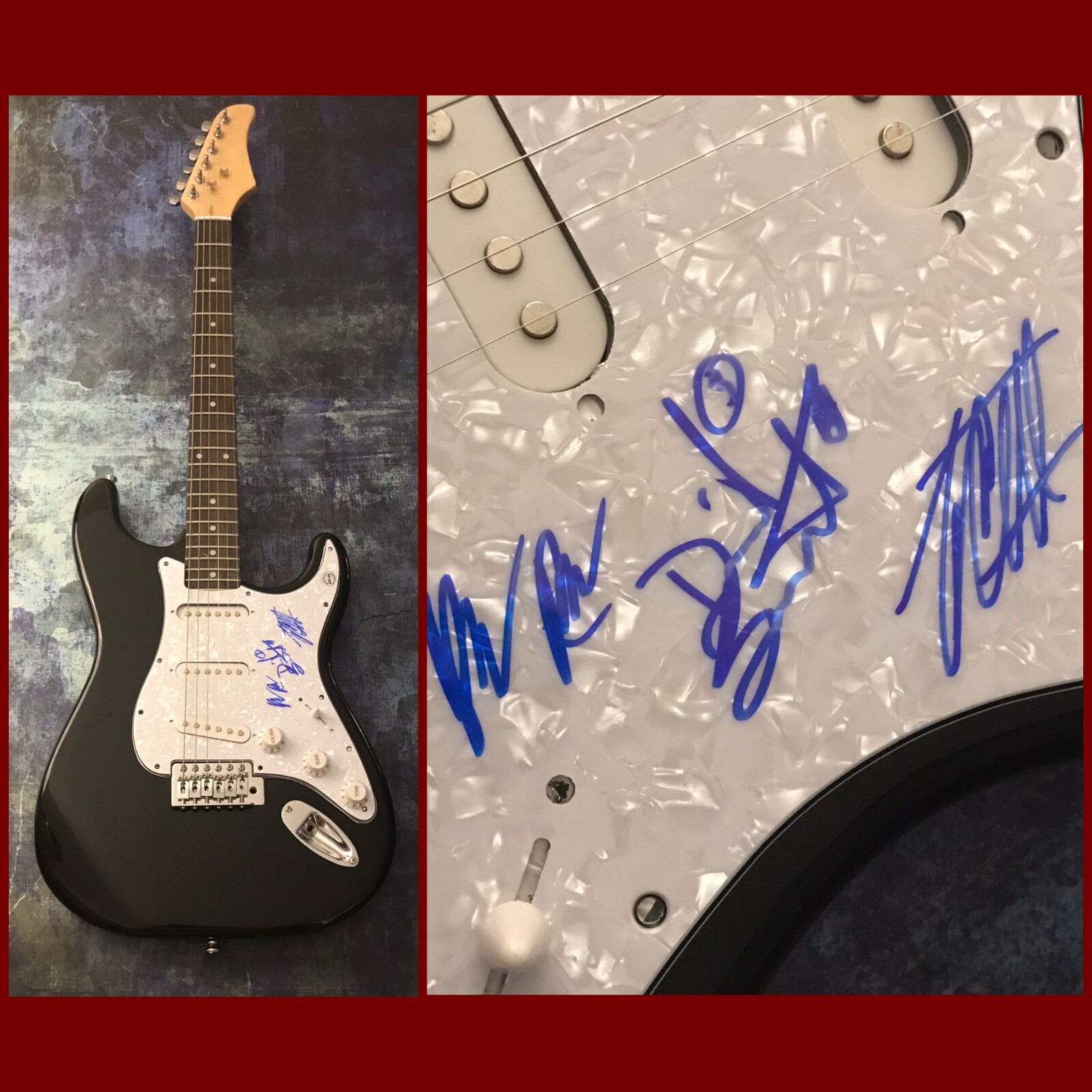 GFA David Simonich Band * SIGNS OF THE SWARM * Signed Electric Guitar PROOF COA