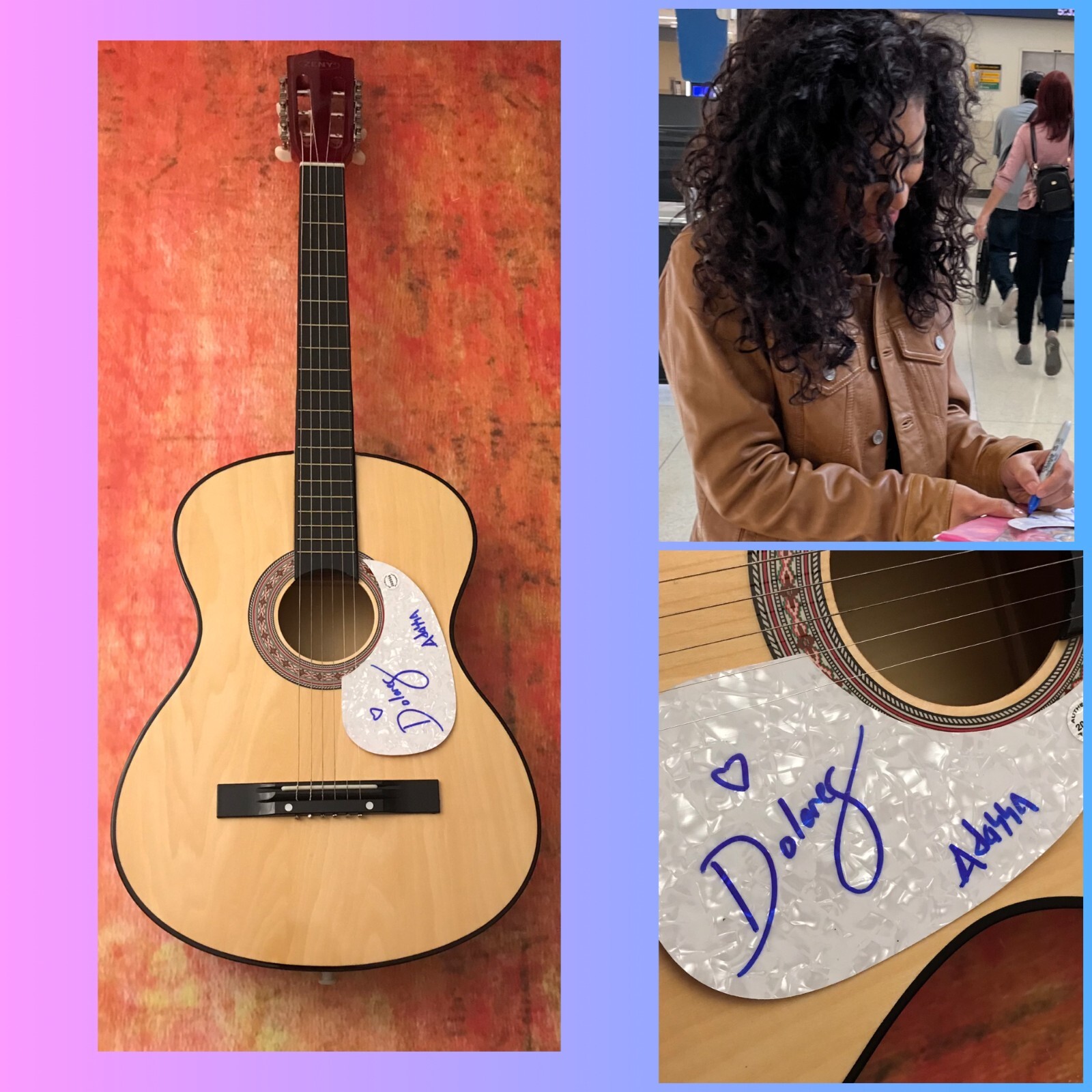 GFA Encanto Star Dolores Madrigal * ADASSA * Signed Acoustic Guitar A3 COA
