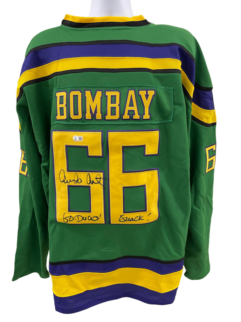 EMILIO ESTEVEZ SIGNED THE MIGHTY DUCKS HOCKEY JERSEY INSCRIPT AUTOGRAPH BAS 7