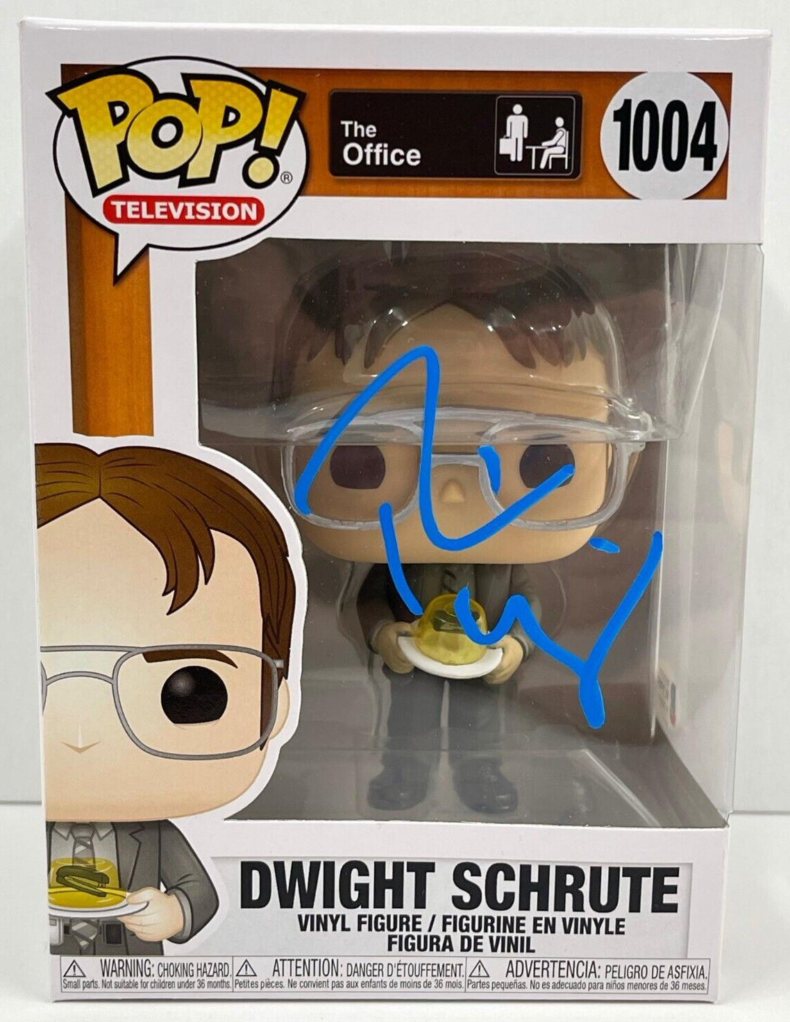 RAINN WILSON DWIGHT SCHRUTE SIGNED THE OFFICE FUNKO FIGURE 1004 BECKETT COA 8