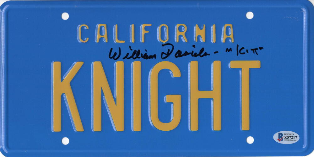 WILLIAM DANIELS SIGNED KNIGHT RIDER LICENSE PLATE KITT AUTOGRAPH BECKETT COLLECTIBLE MEMORABILIA