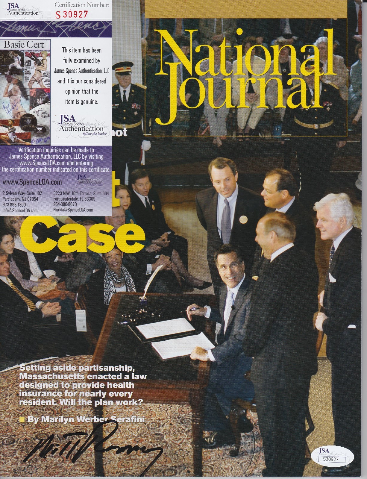Mitt Romney Signed National Journal Magazine w/ JSA COA #S30927